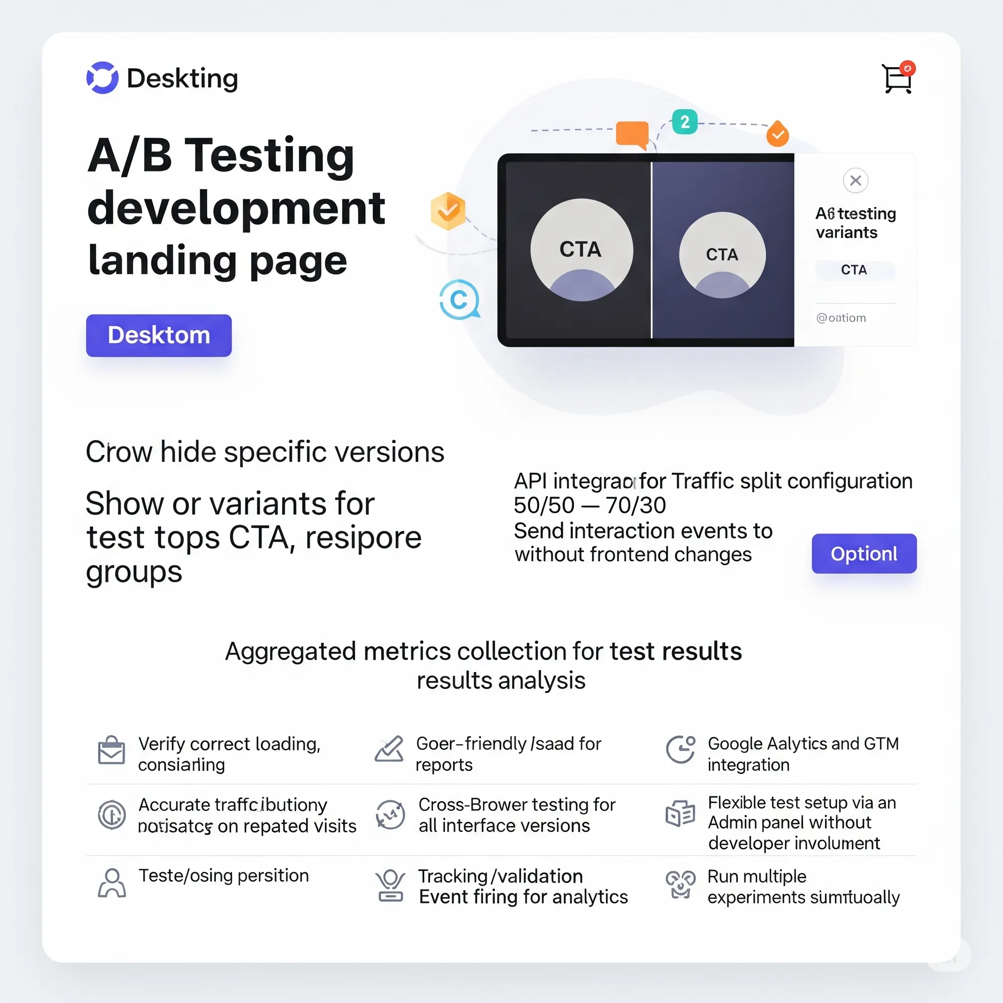 desktop preview of content being dynamically swapped during A/B test variant loading