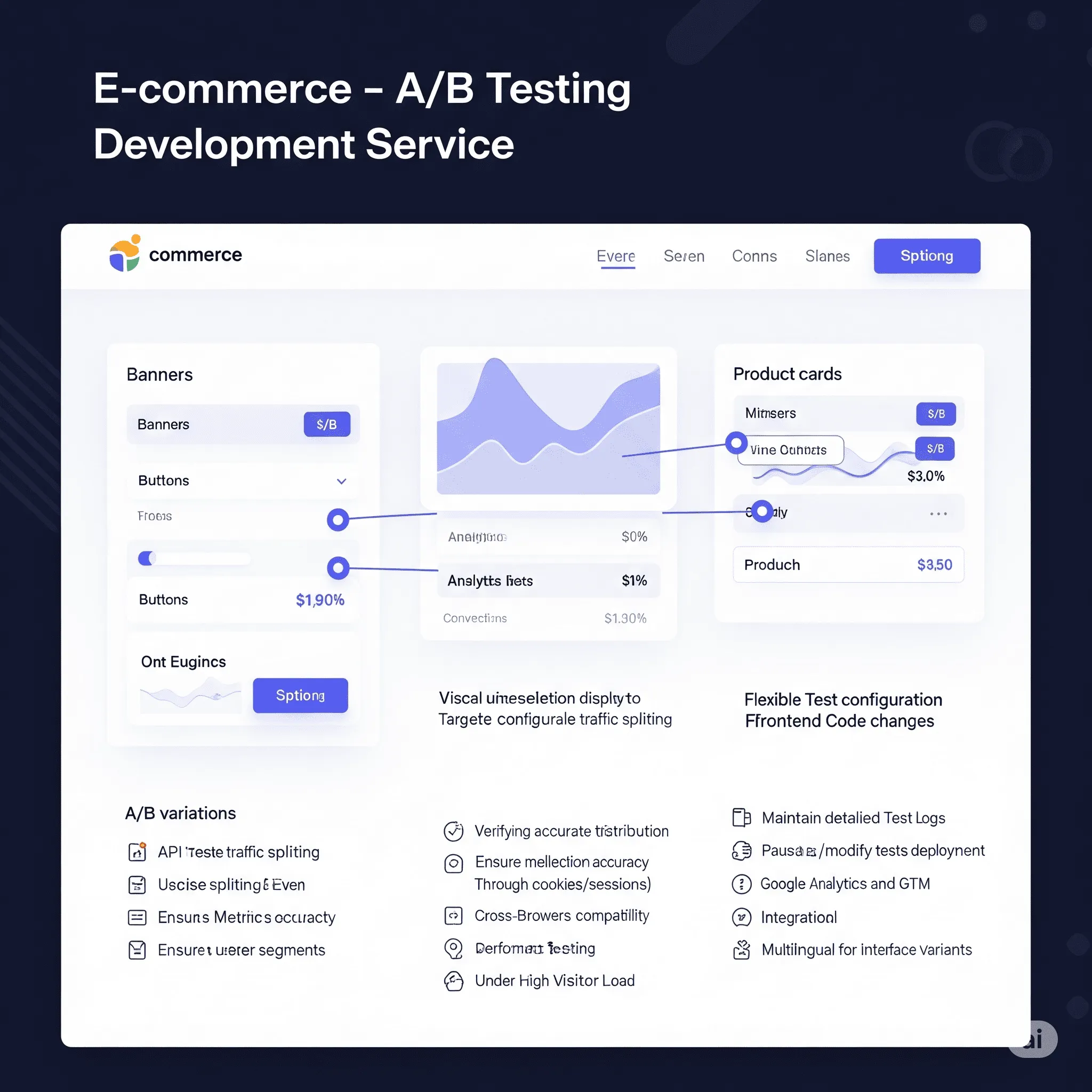 desktop preview of A/B testing showing variant B with redesigned add-to-cart button and updated layout