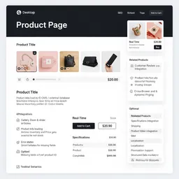 desktop view of product page featuring prominent add-to-cart button with smooth animation on click