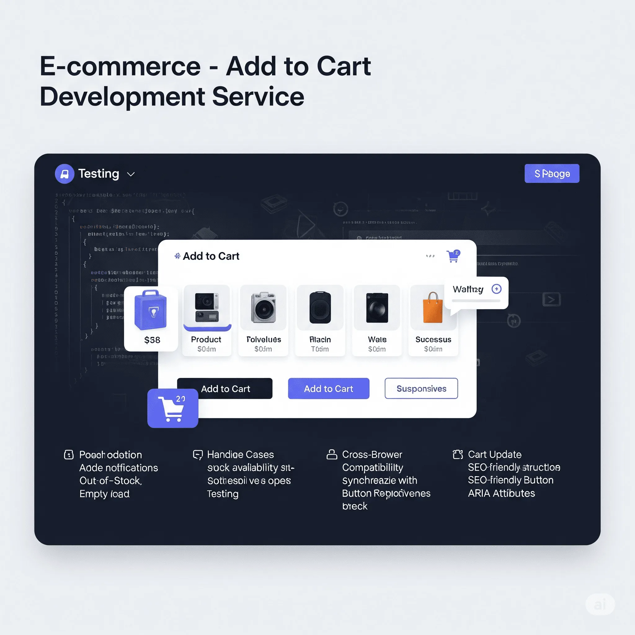desktop view of animated Add to Cart button with visual state change after clicking