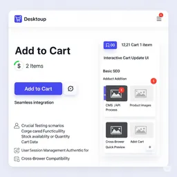 desktop preview of add-to-cart feature with prominent add button and smooth confirmation animation
