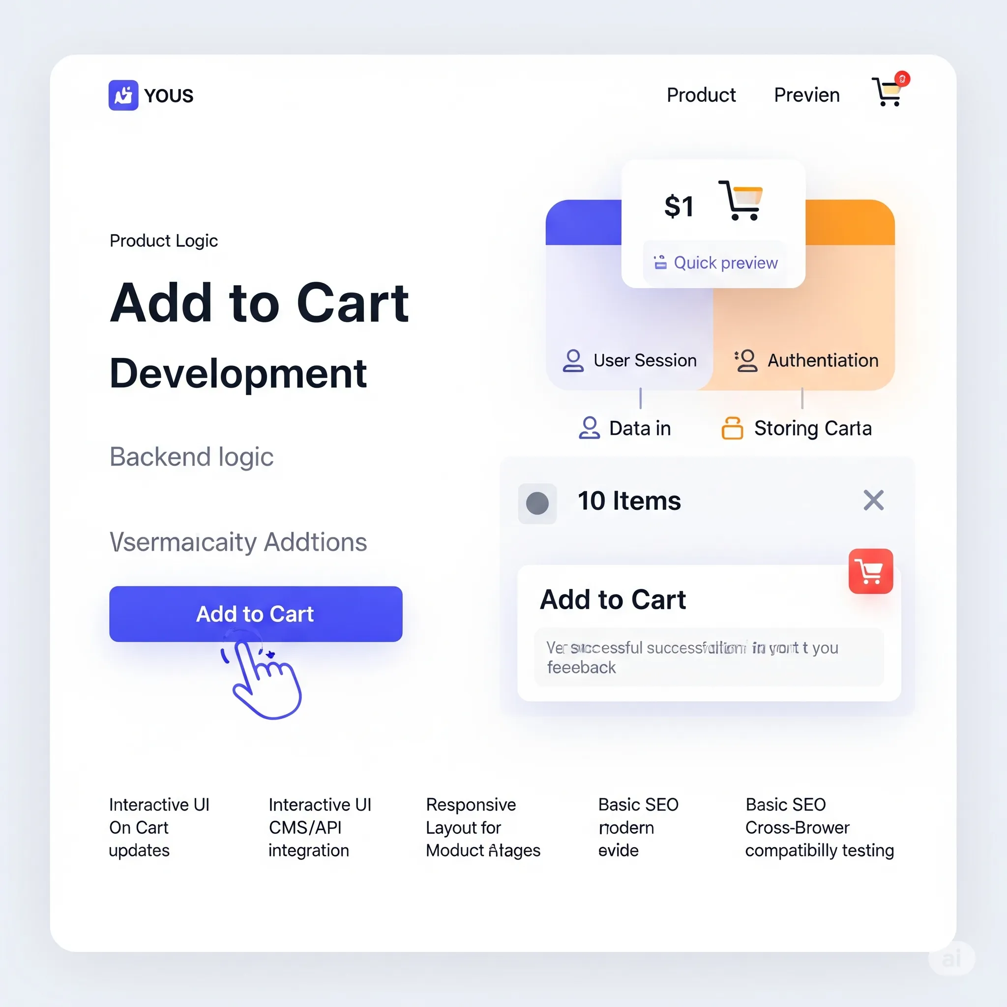 desktop preview of add-to-cart module showing updated cart counter in the header