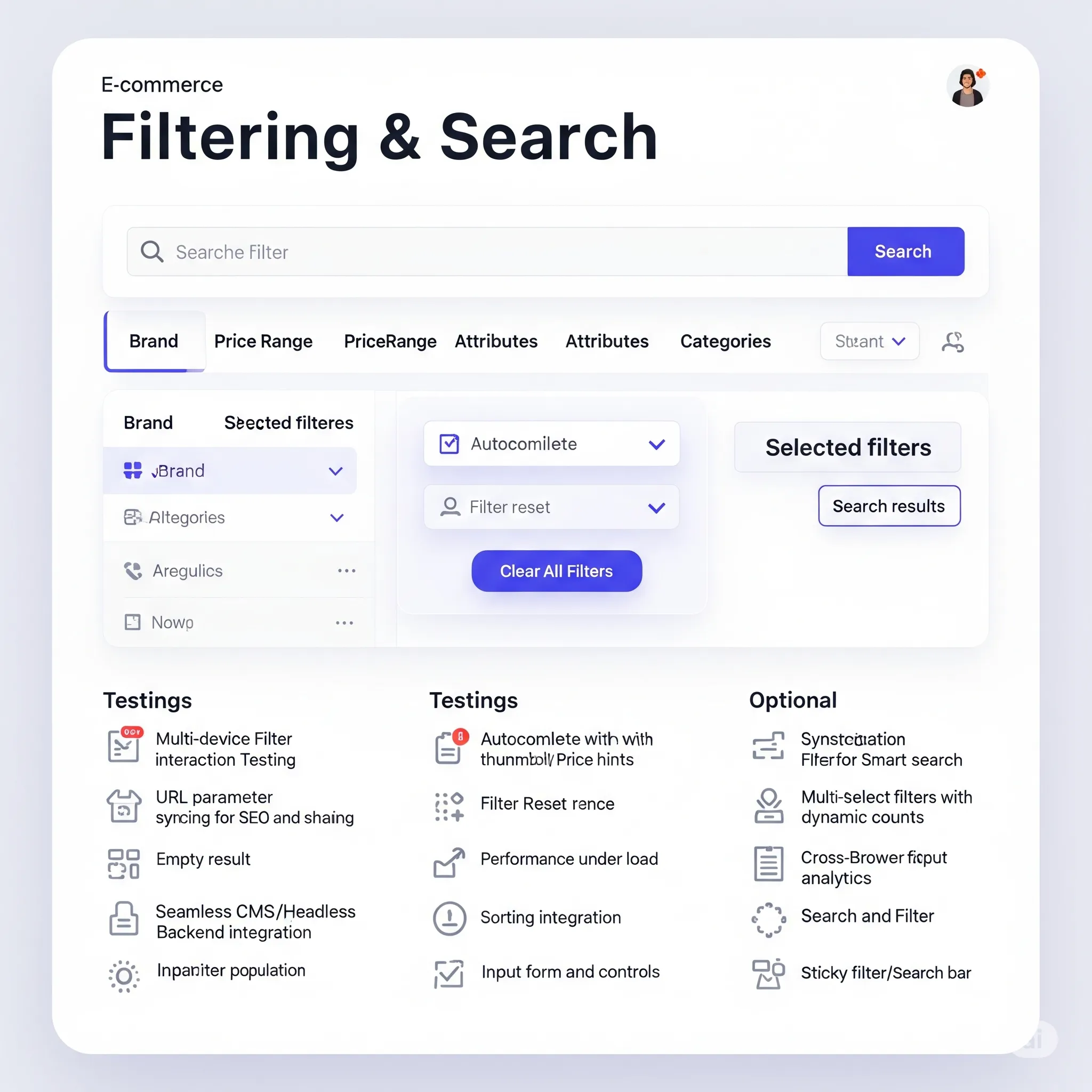 desktop preview of search bar with autocomplete suggestions and dynamic results