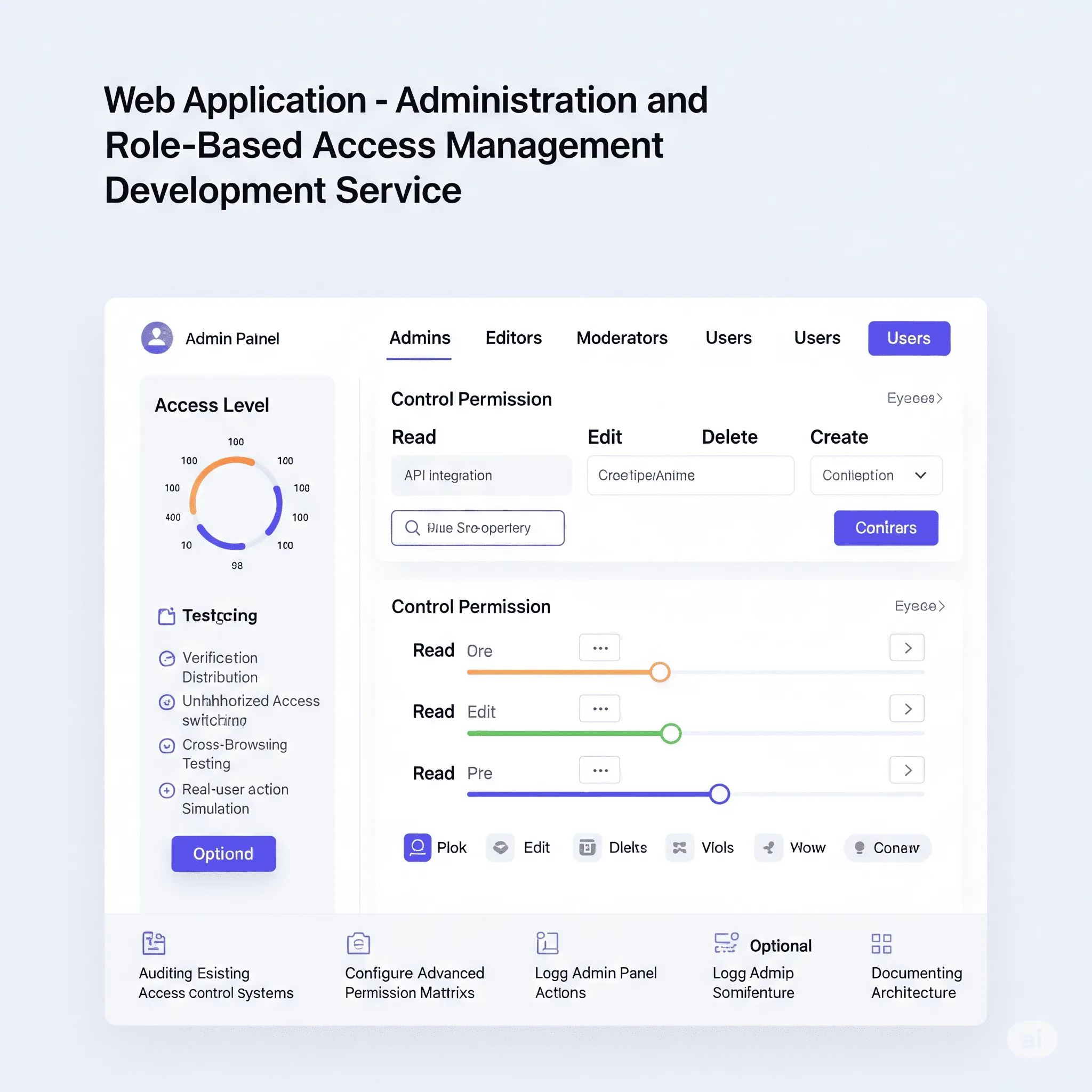 desktop preview of admin dashboard featuring user role management and access level overview