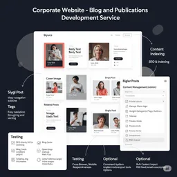 desktop view of blog module displaying article cards in a clean grid layout with featured images and meta info