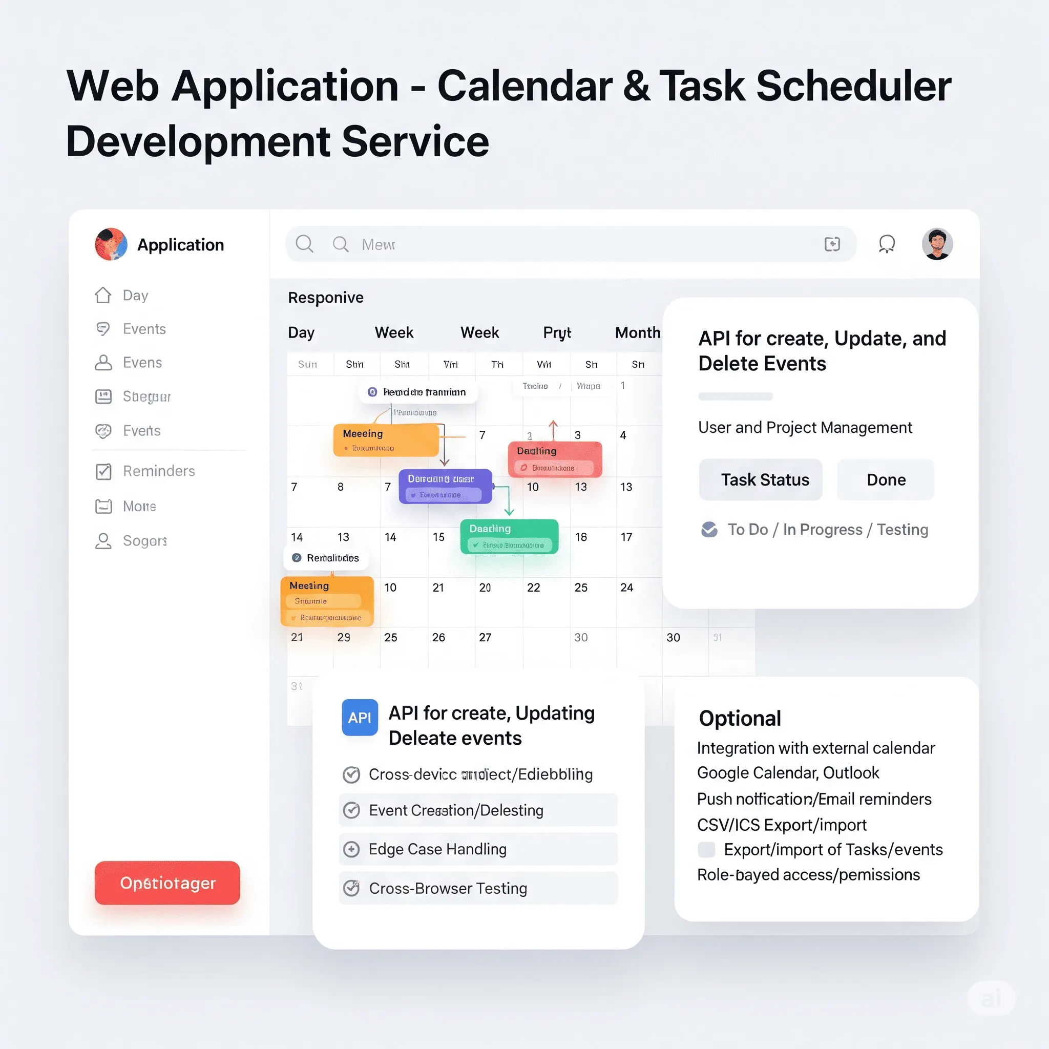desktop calendar module with toggles between weekly and monthly views