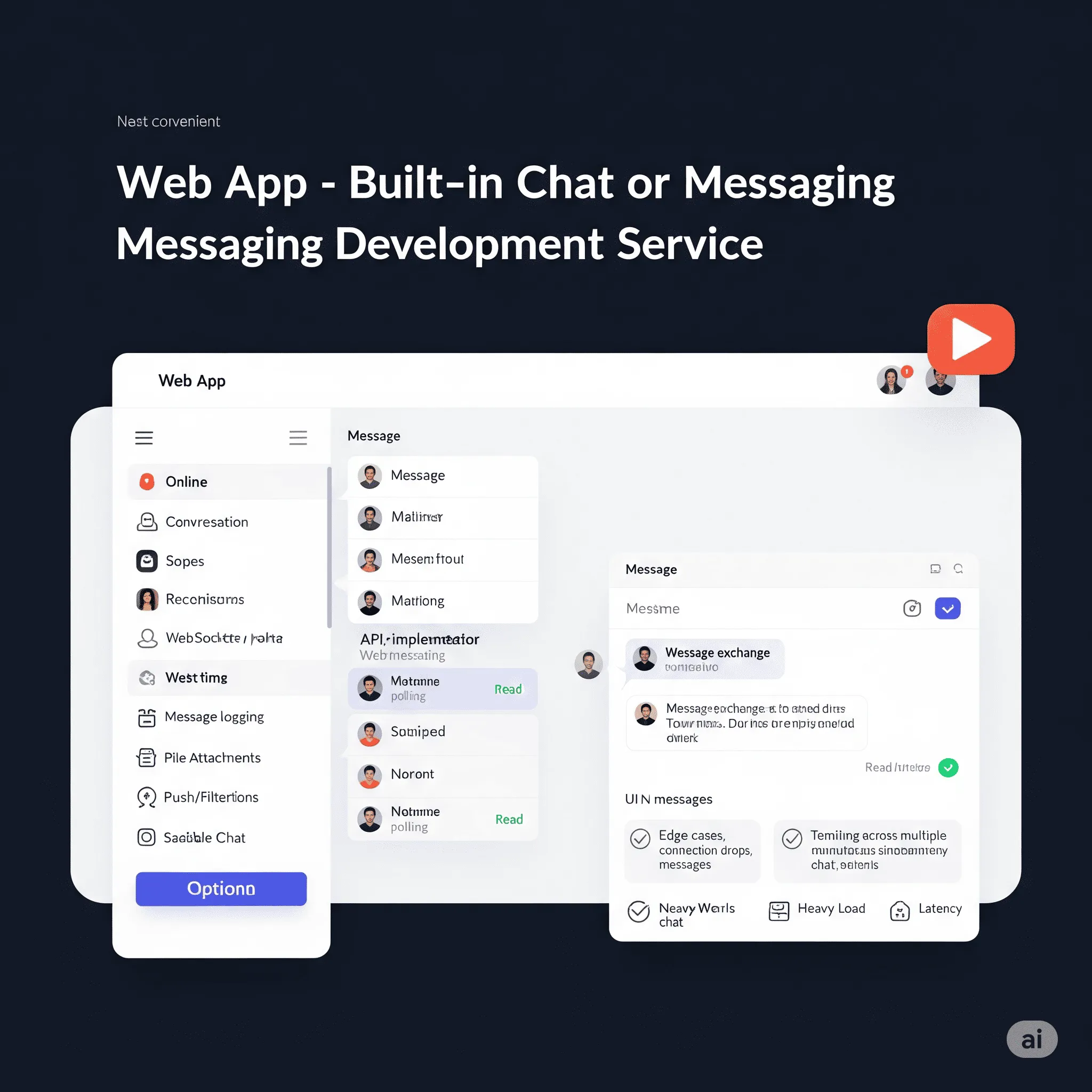 desktop view of chat message window with sent and received messages, typing indicator, and input field