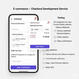 desktop view of checkout module showing step-by-step form with personal info and delivery options