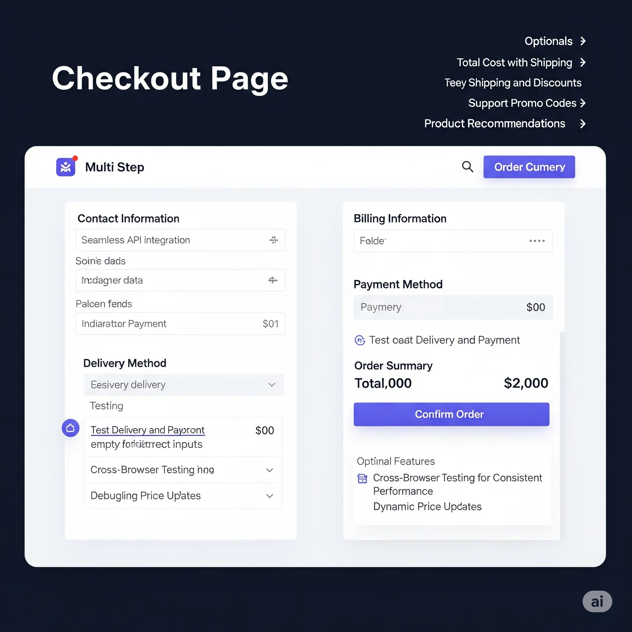 desktop view of checkout page showing order summary, total cost, and final confirmation button