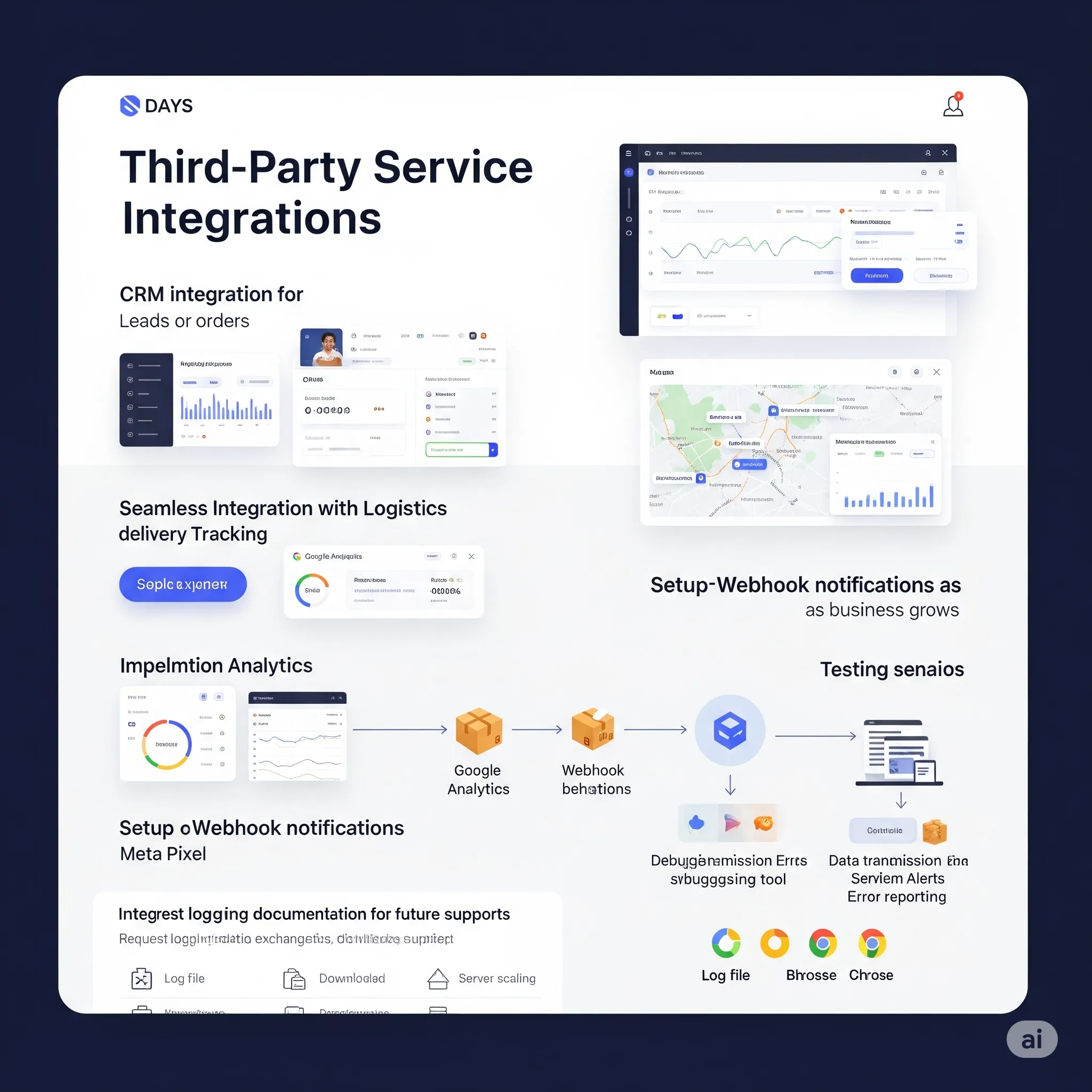 desktop preview showing CRM integration with lead capture form and real-time data sync