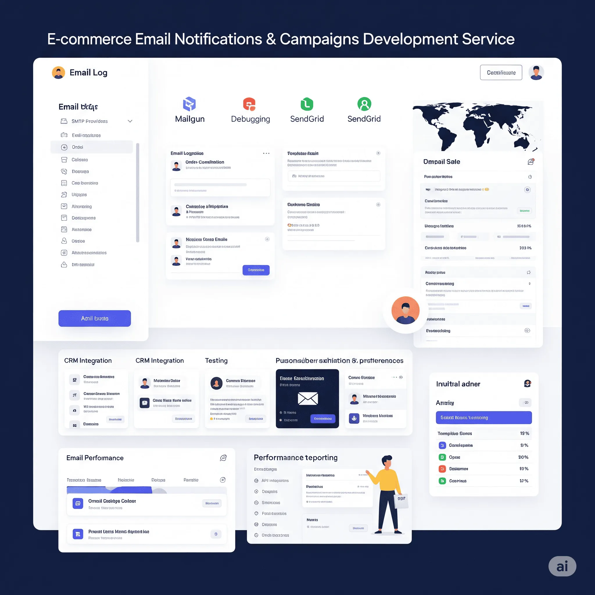 desktop view of email campaign builder interface with scheduling options and template editor
