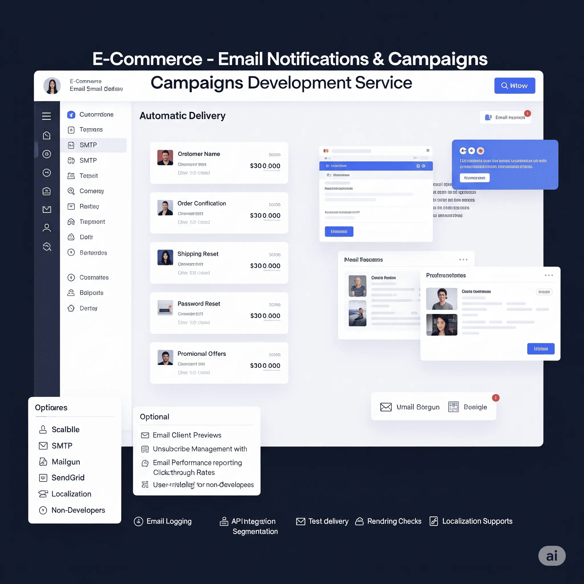desktop preview of responsive email template with branding, user name personalization, and order confirmation layout