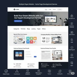 desktop preview of homepage with hero banner, navigation menu, and featured call-to-action