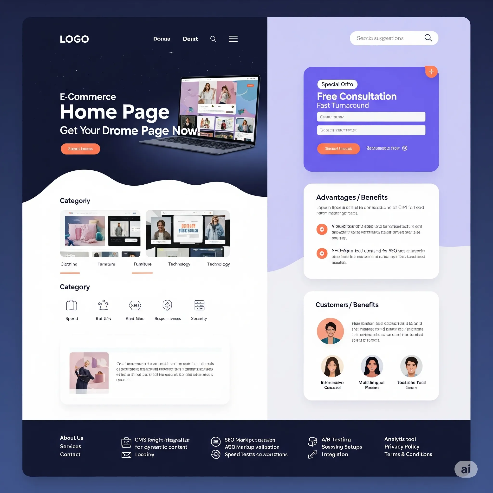 desktop view of homepage with hero banner and top navigation menu