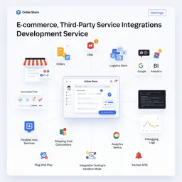 desktop preview of integration dashboard showing real-time sync status with external CRM and delivery services