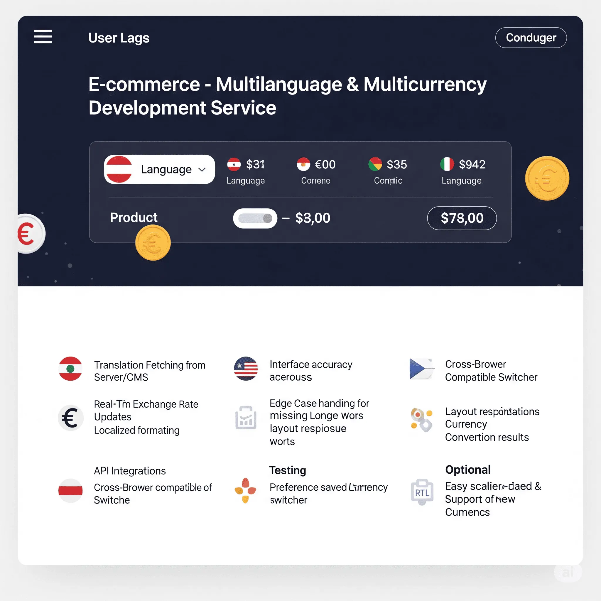 desktop view of localized prices in different currencies with proper symbols and formatting