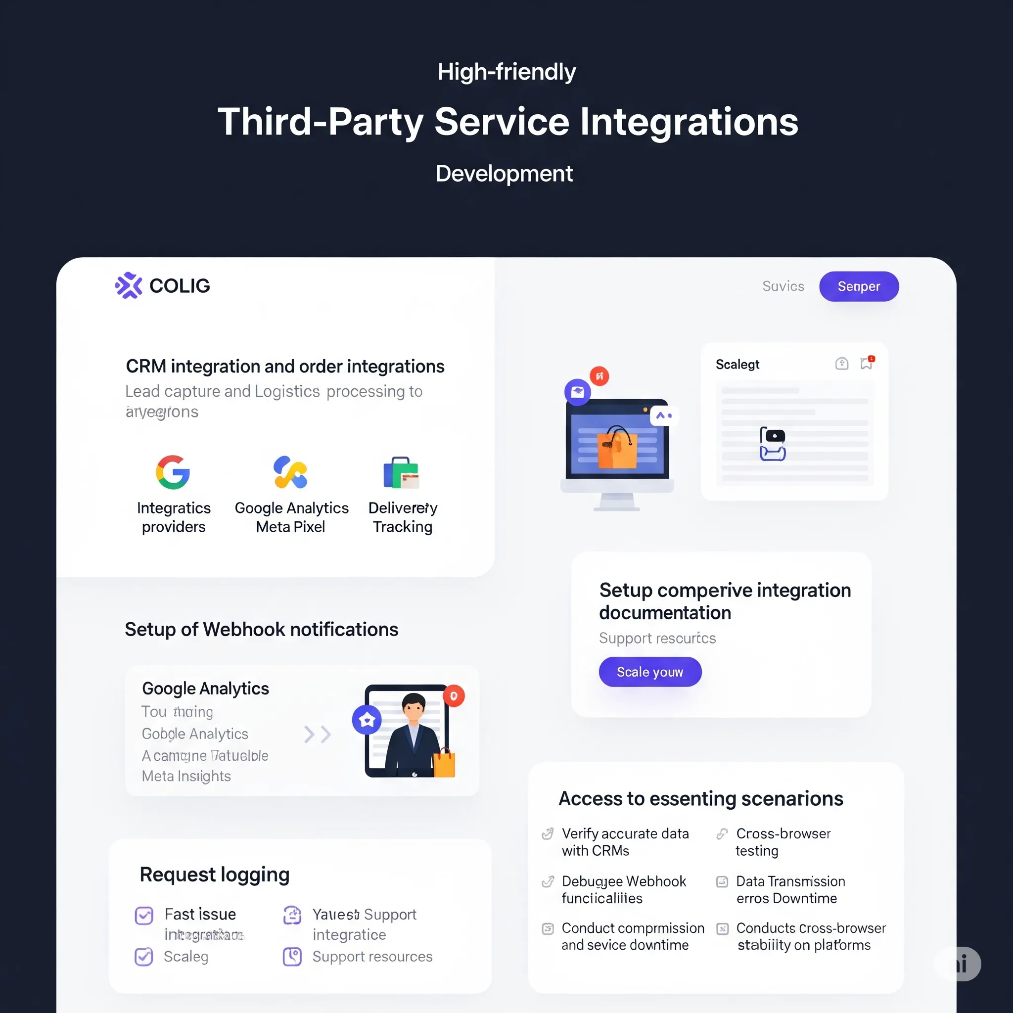 desktop interface displaying connected logistics service with live order tracking status