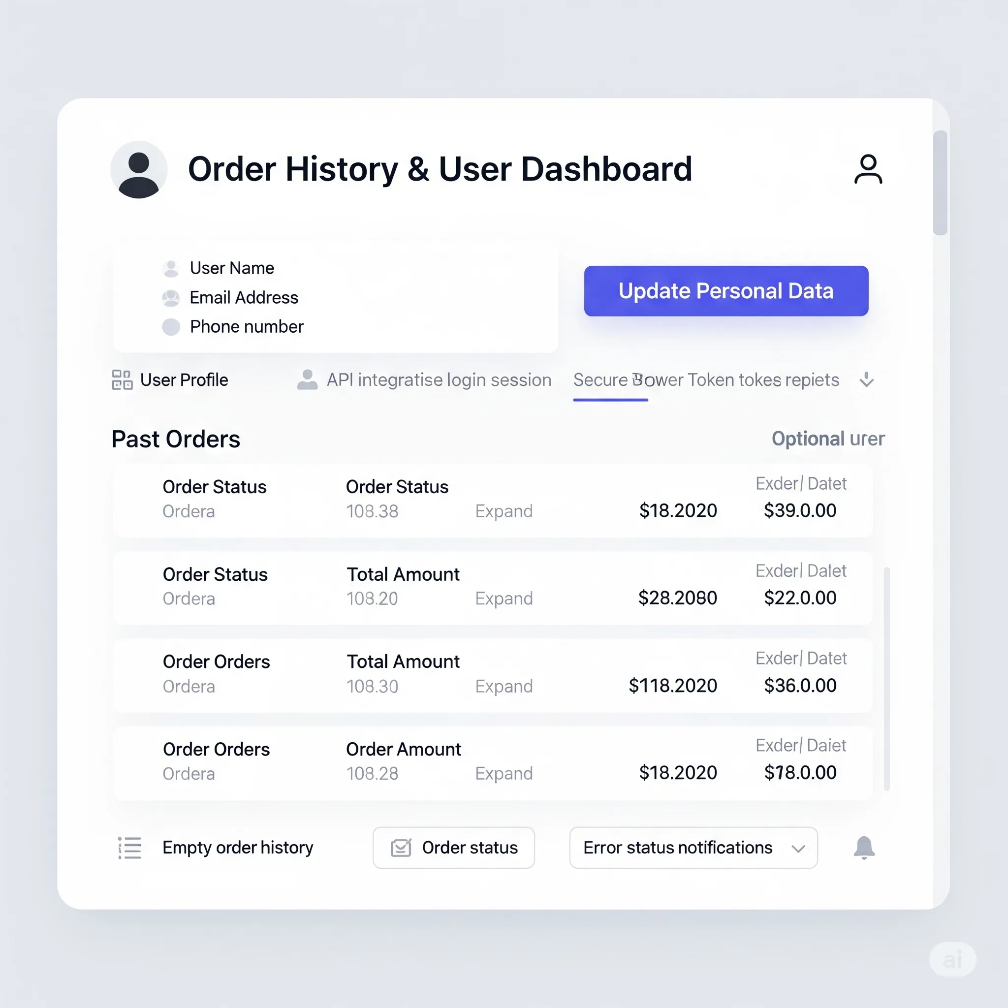 desktop version of order history showing previous purchases with delivery status and order date