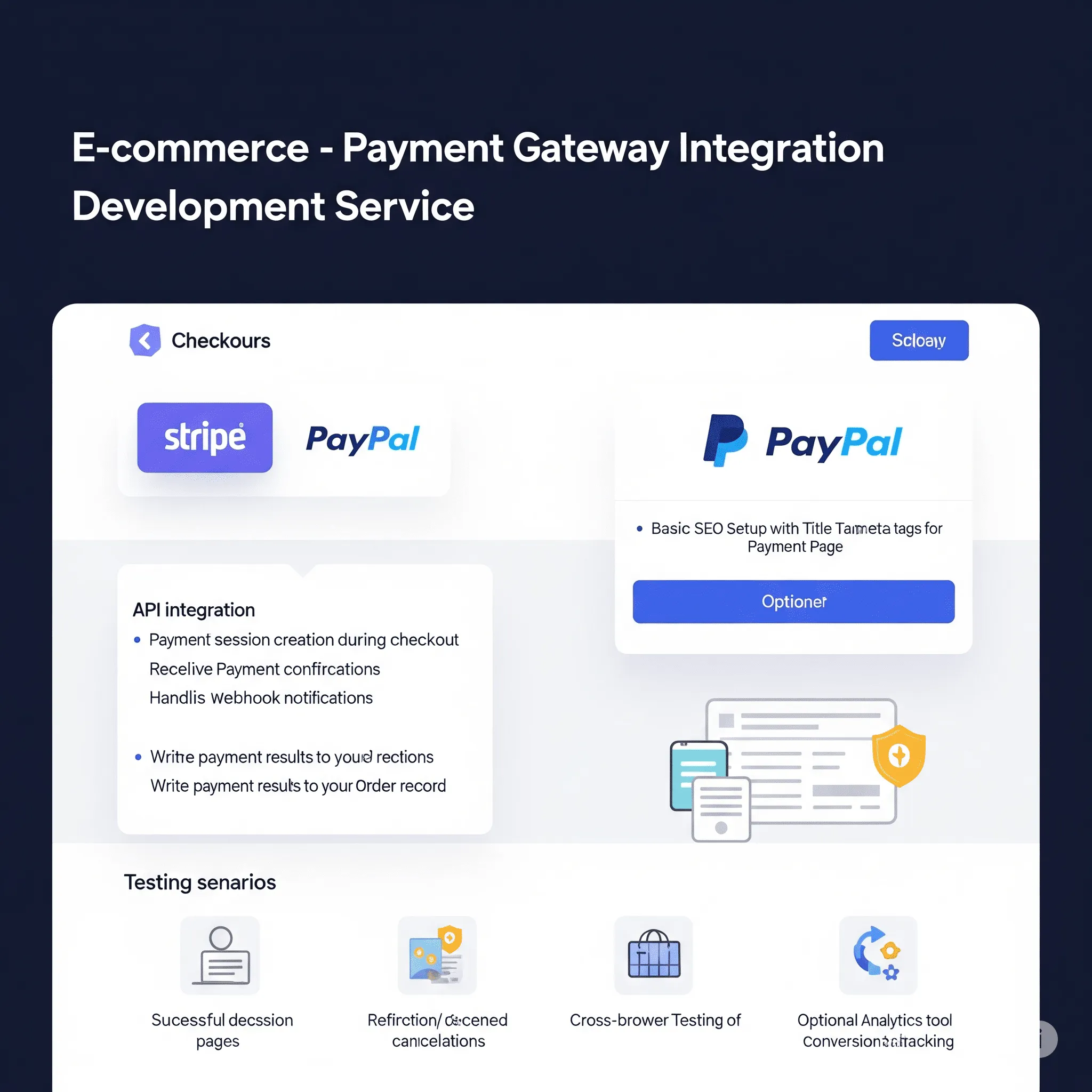 desktop view of checkout page with integrated Stripe and PayPal payment buttons