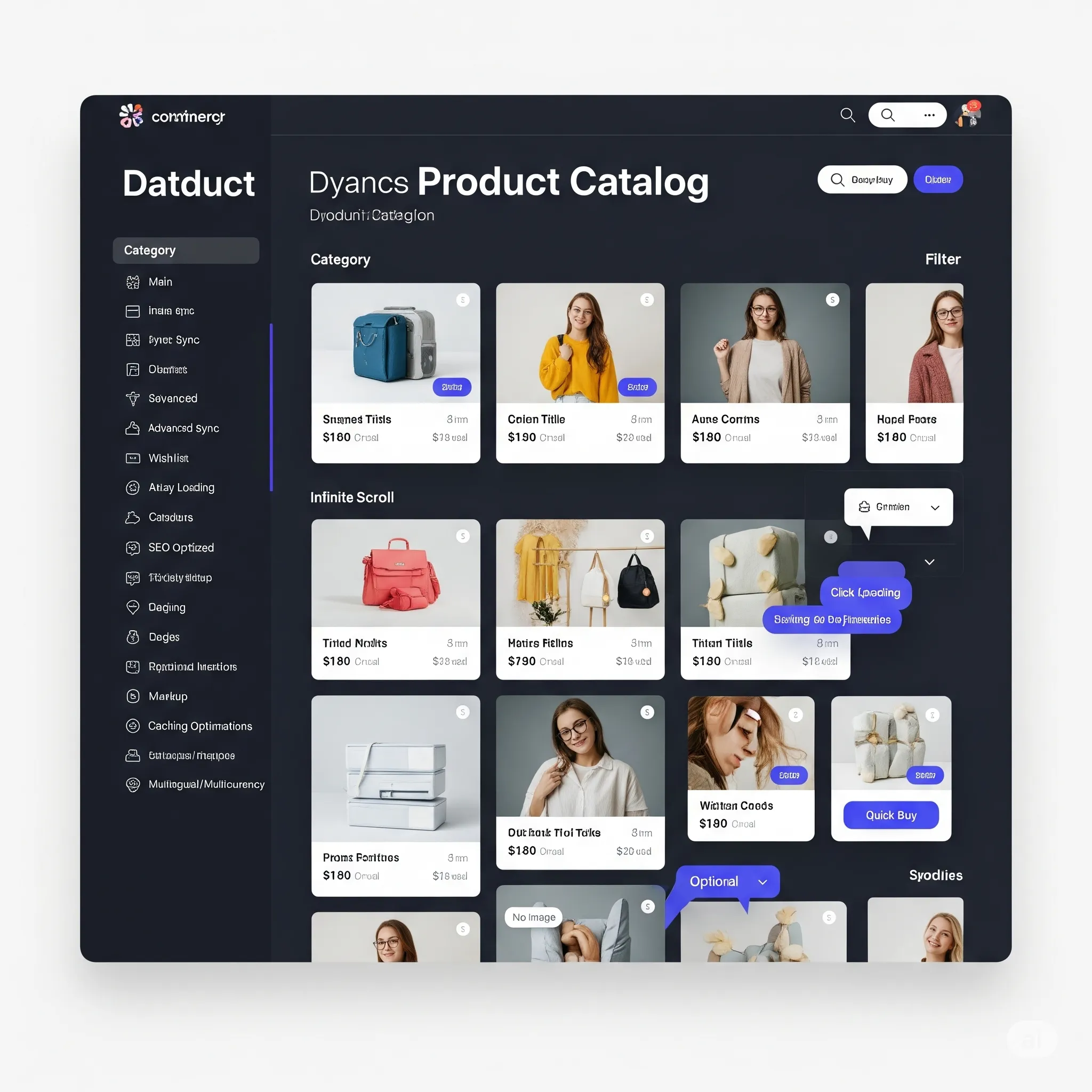 desktop view of catalog dynamically loading products from connected CMS or external API