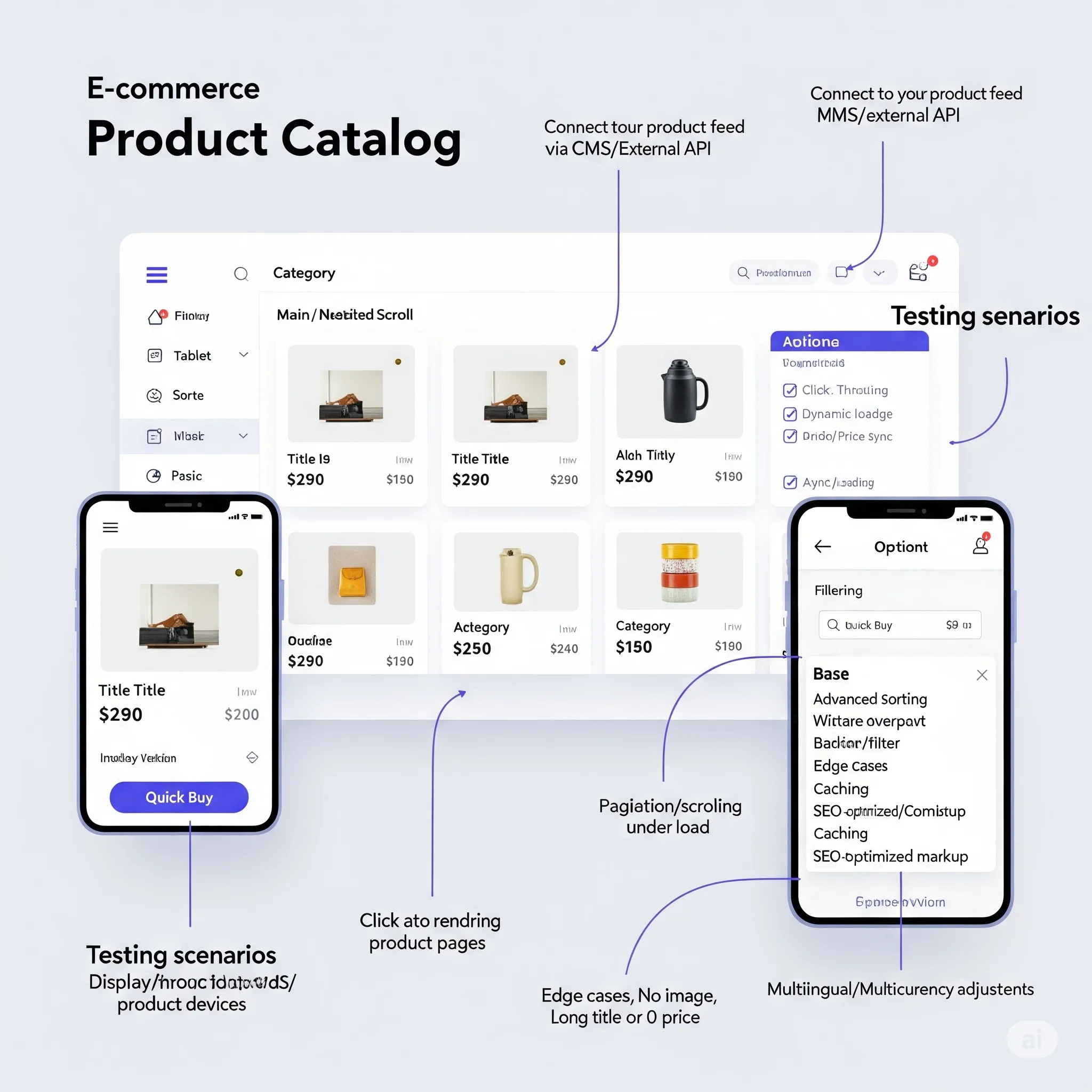 desktop preview of product catalog with pagination and sorting controls enabled