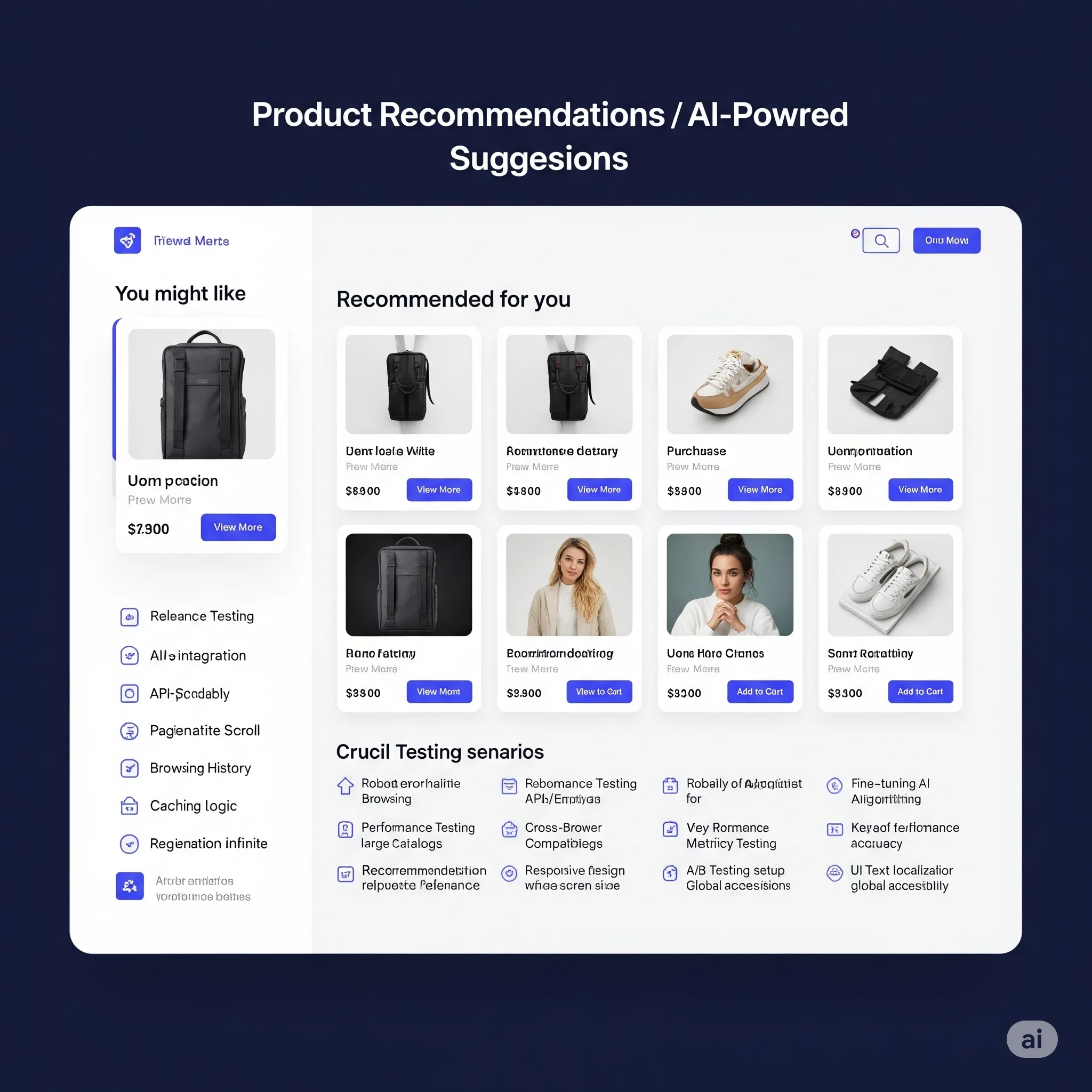 desktop preview of AI-powered product recommendation slider with personalized suggestions and quick-view buttons