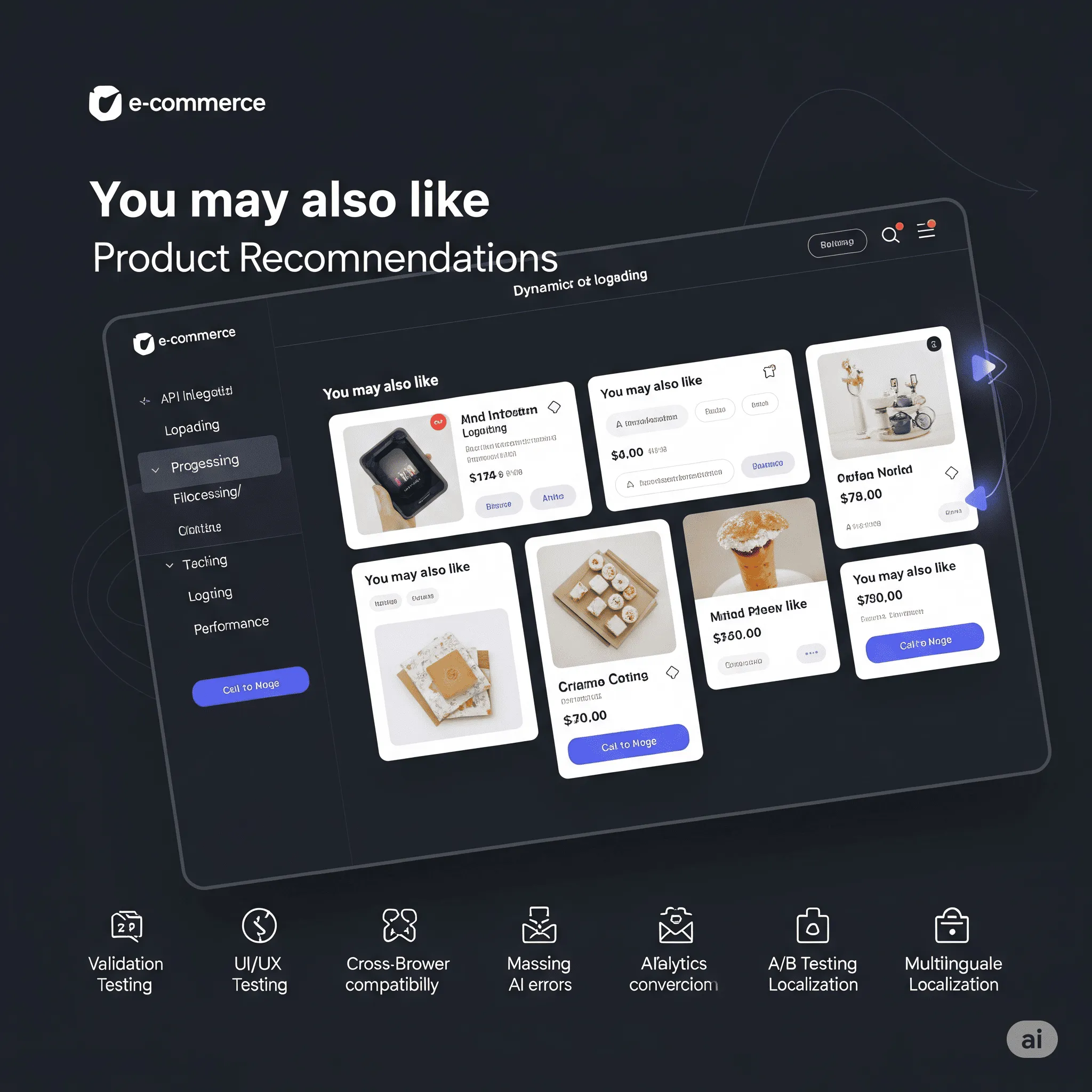 desktop preview of recommendation block with loading indicators and optimized UX flow