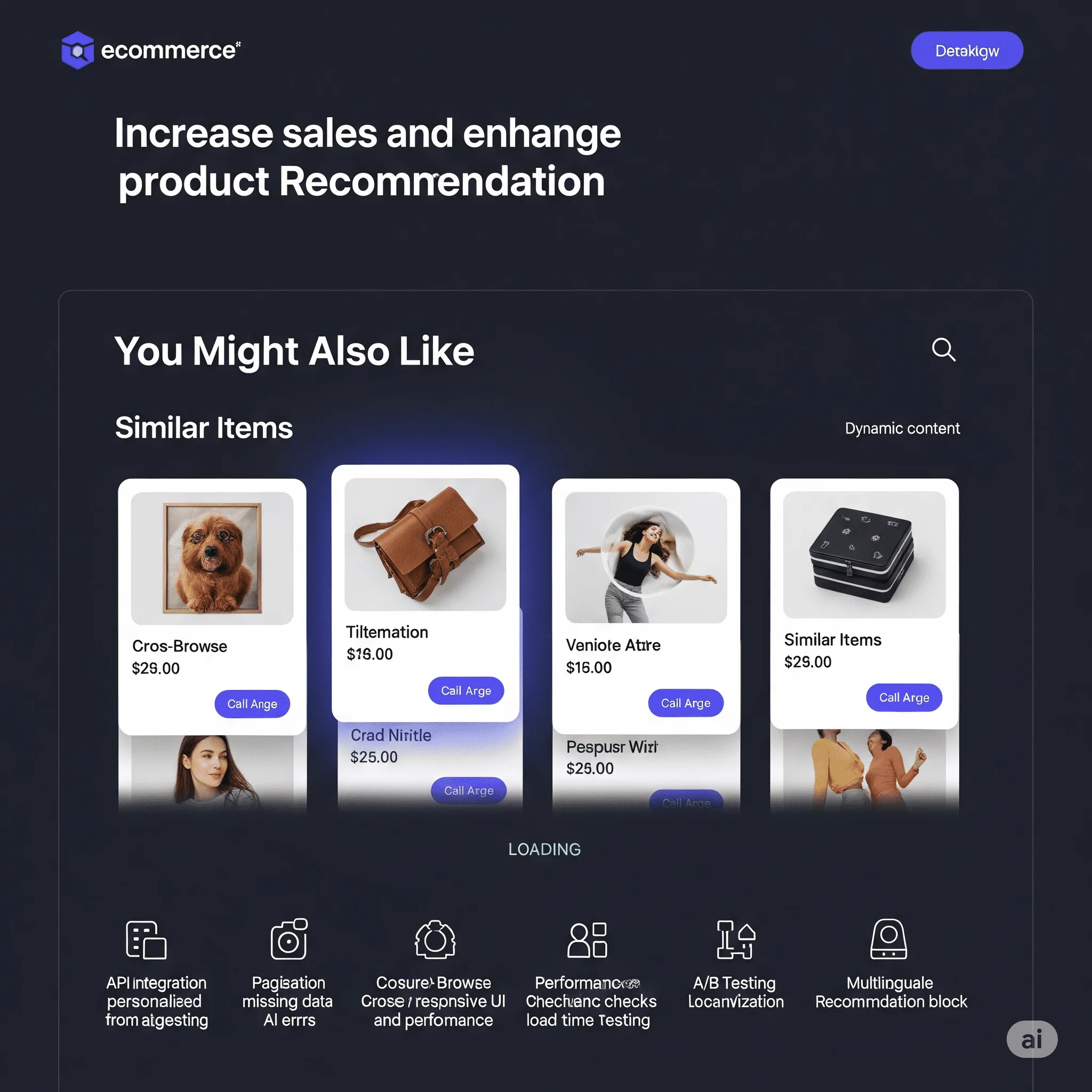 desktop preview of dynamic product cards showing similar items based on AI logic and user behavior