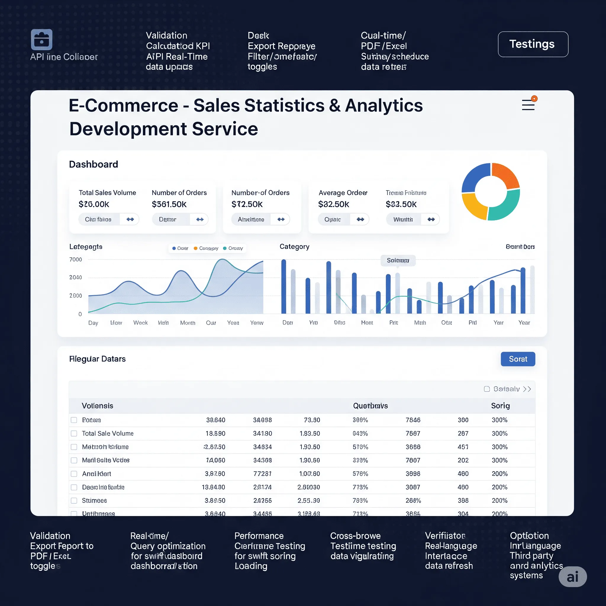 desktop view of sales analytics dashboard showing key performance indicators and interactive chart widgets