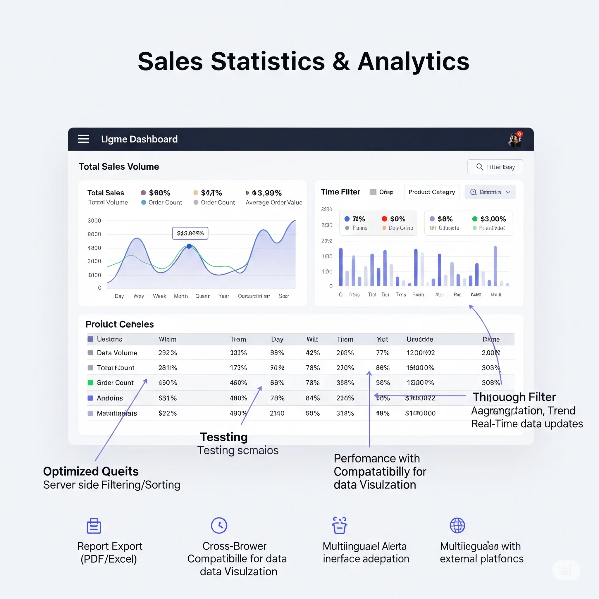 desktop view of sales dashboard showing interactive charts and key performance indicators