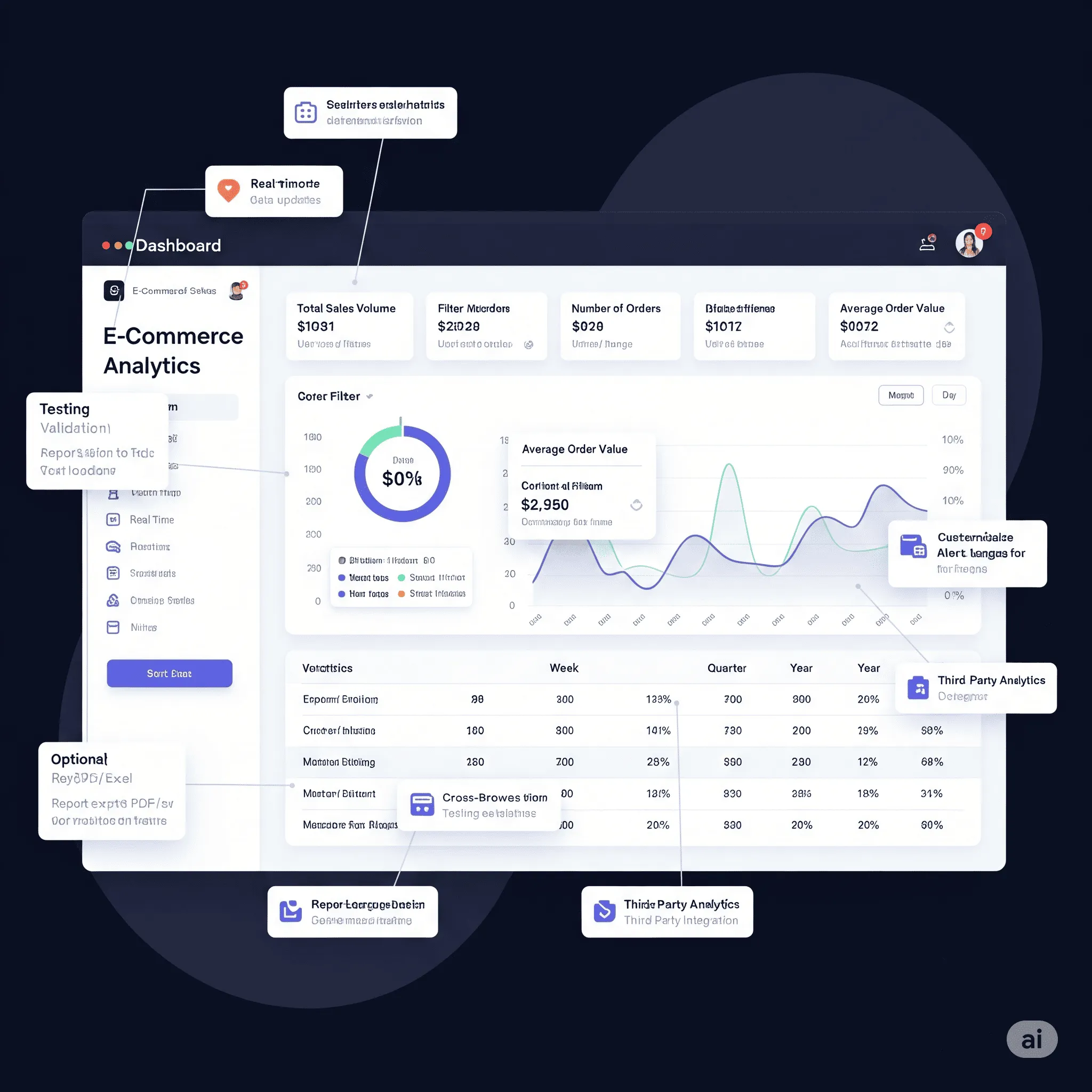 desktop dashboard showing sales trends over time with line and bar charts for better business insights