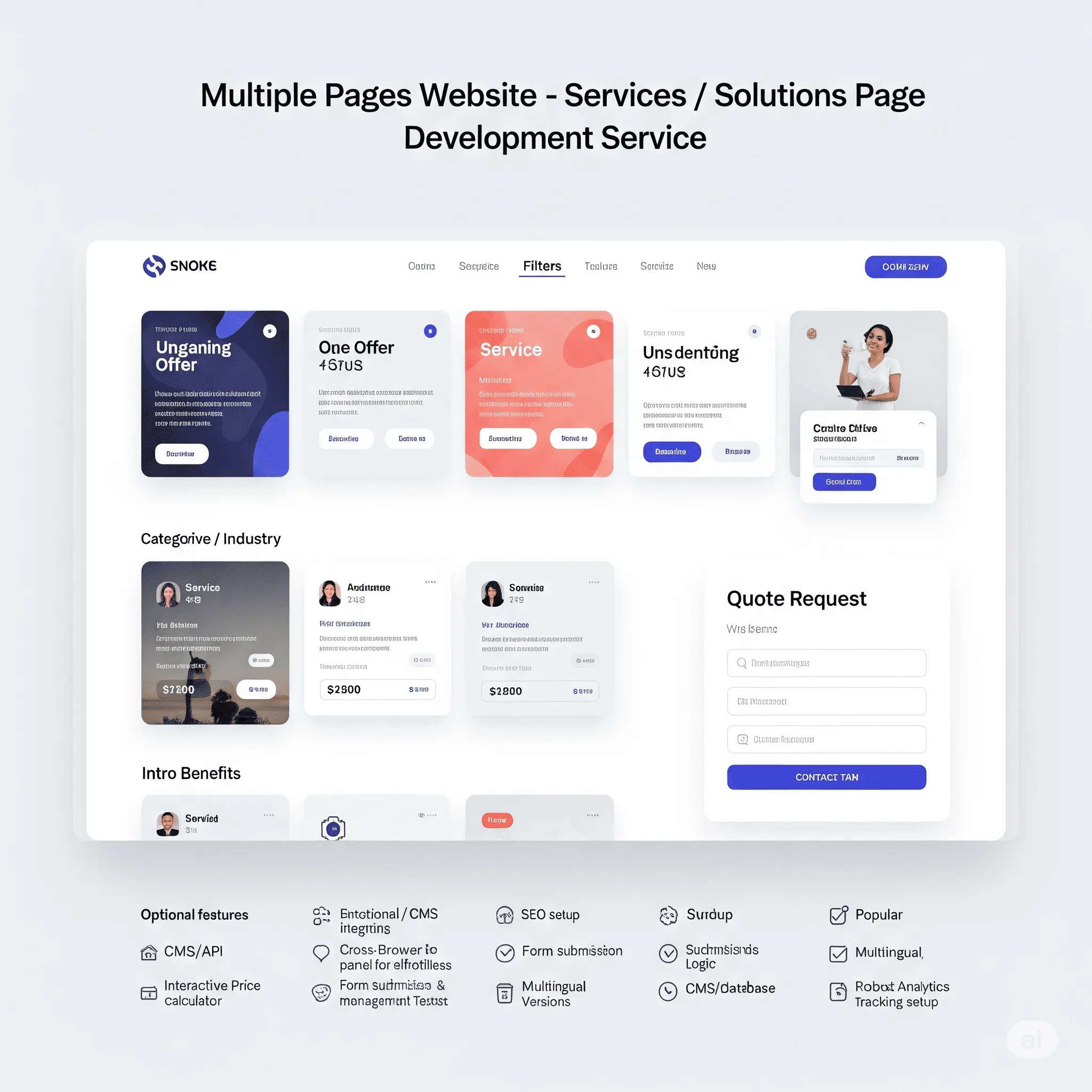desktop preview of services page featuring call-to-action section and company benefits overview
