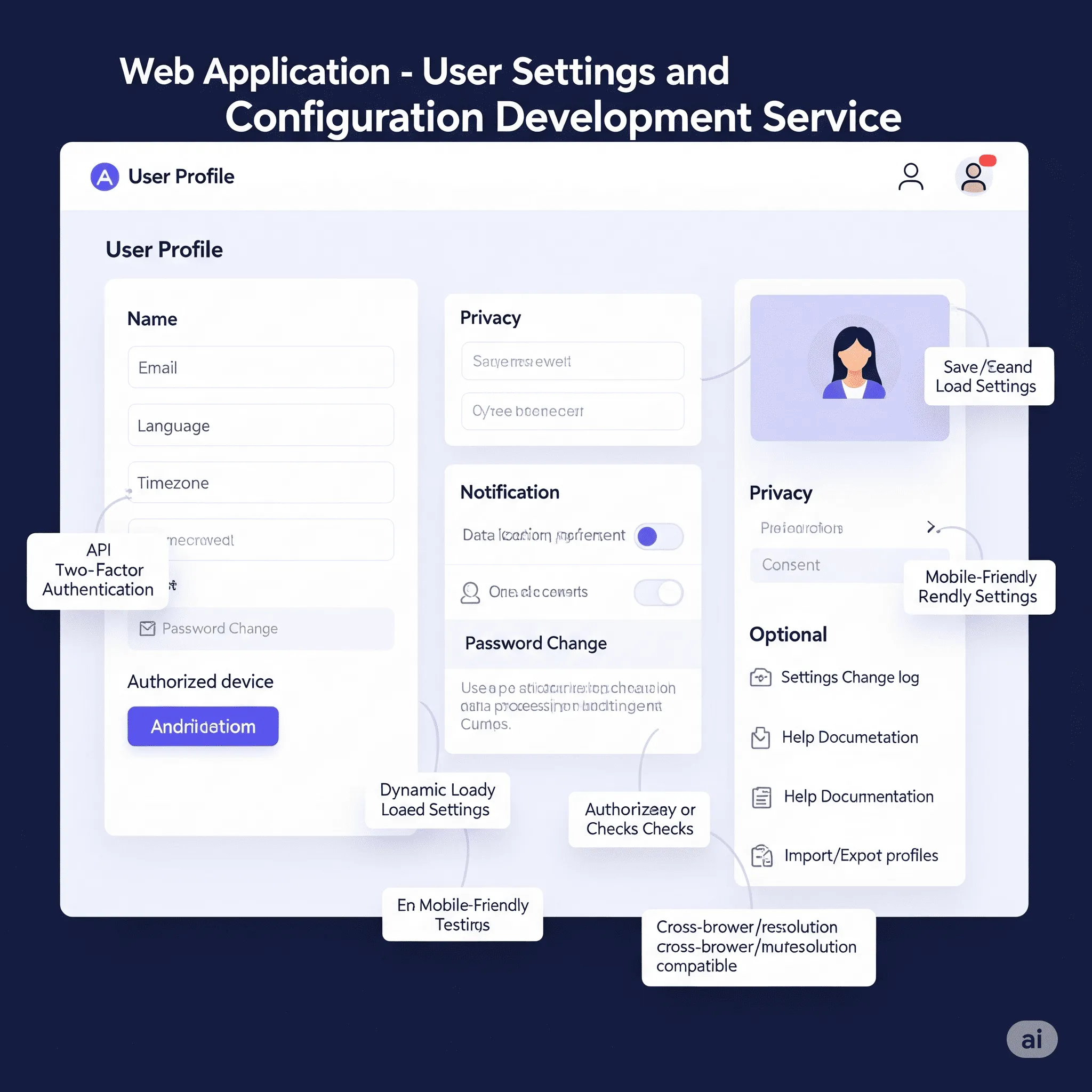 desktop UI showcasing high-performance user settings module with auto-save and fast feedback