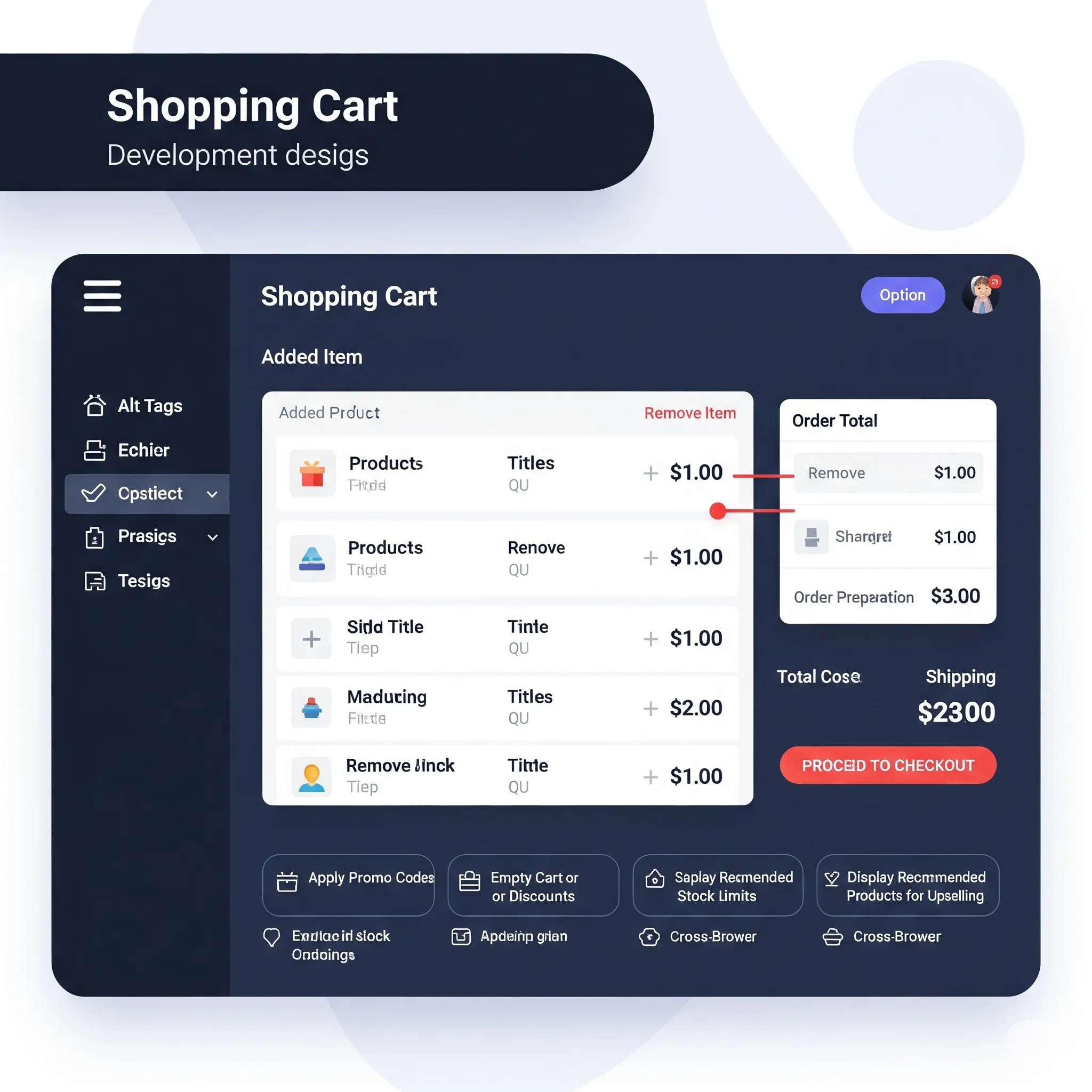 desktop preview of shopping cart with visible checkout button and updated cart counter in the header