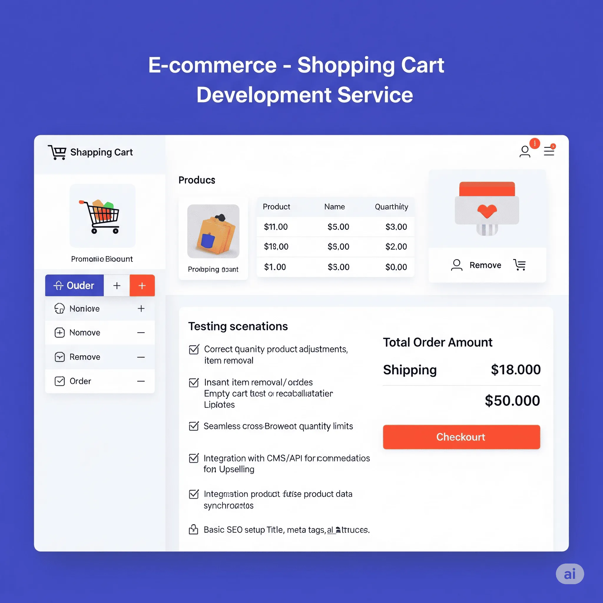 desktop version of shopping cart module featuring real-time item counter in the site header