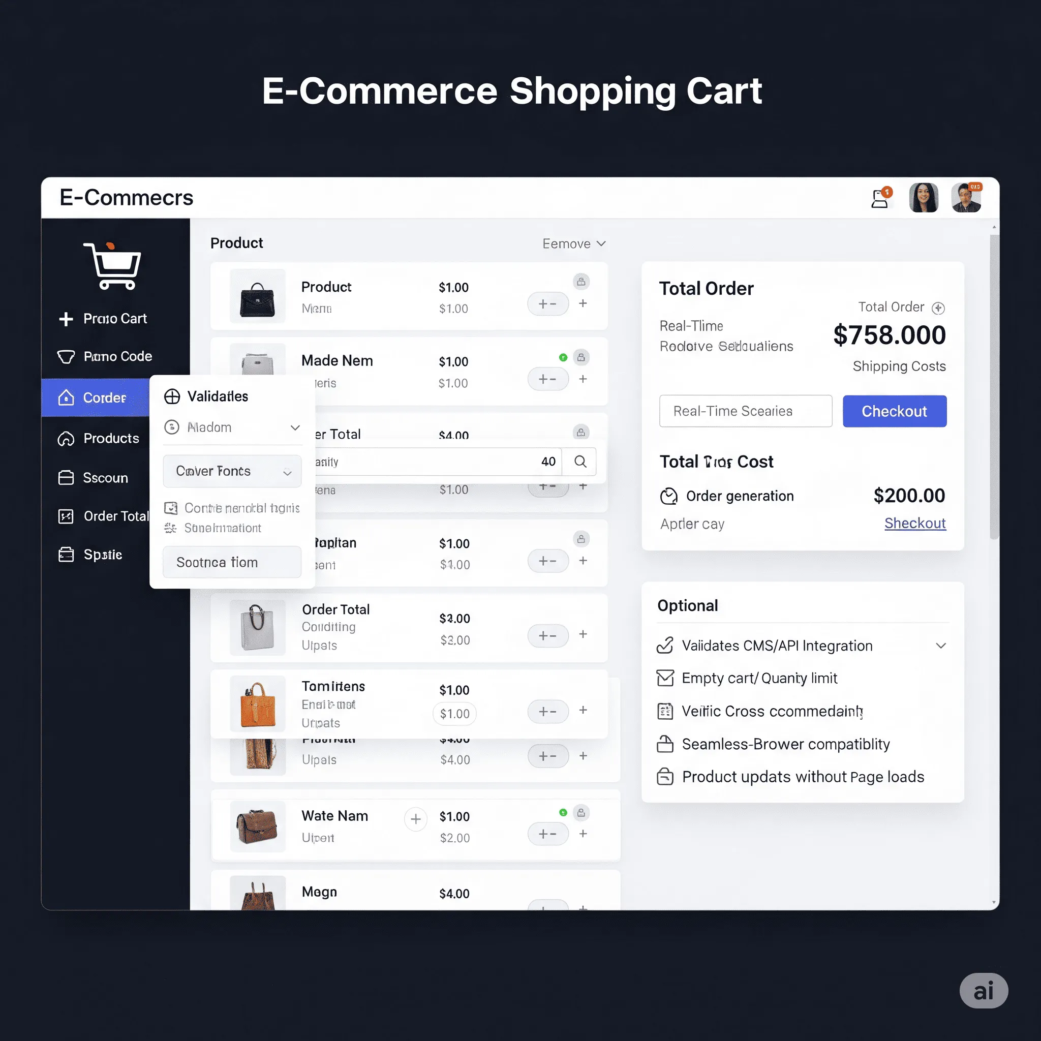 lightweight desktop preview with fast-loading quick cart overview panel