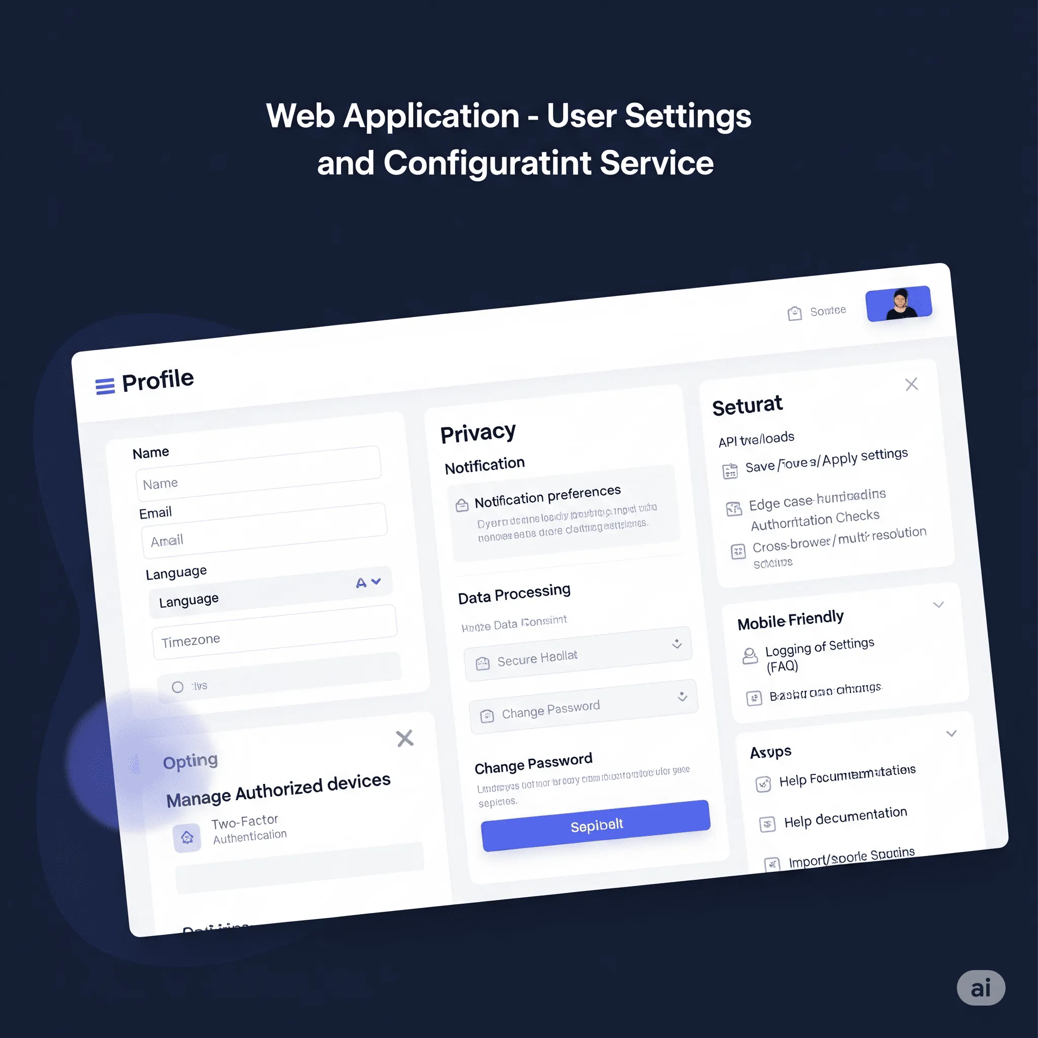 desktop preview of user settings interface with smooth animation when saving preferences