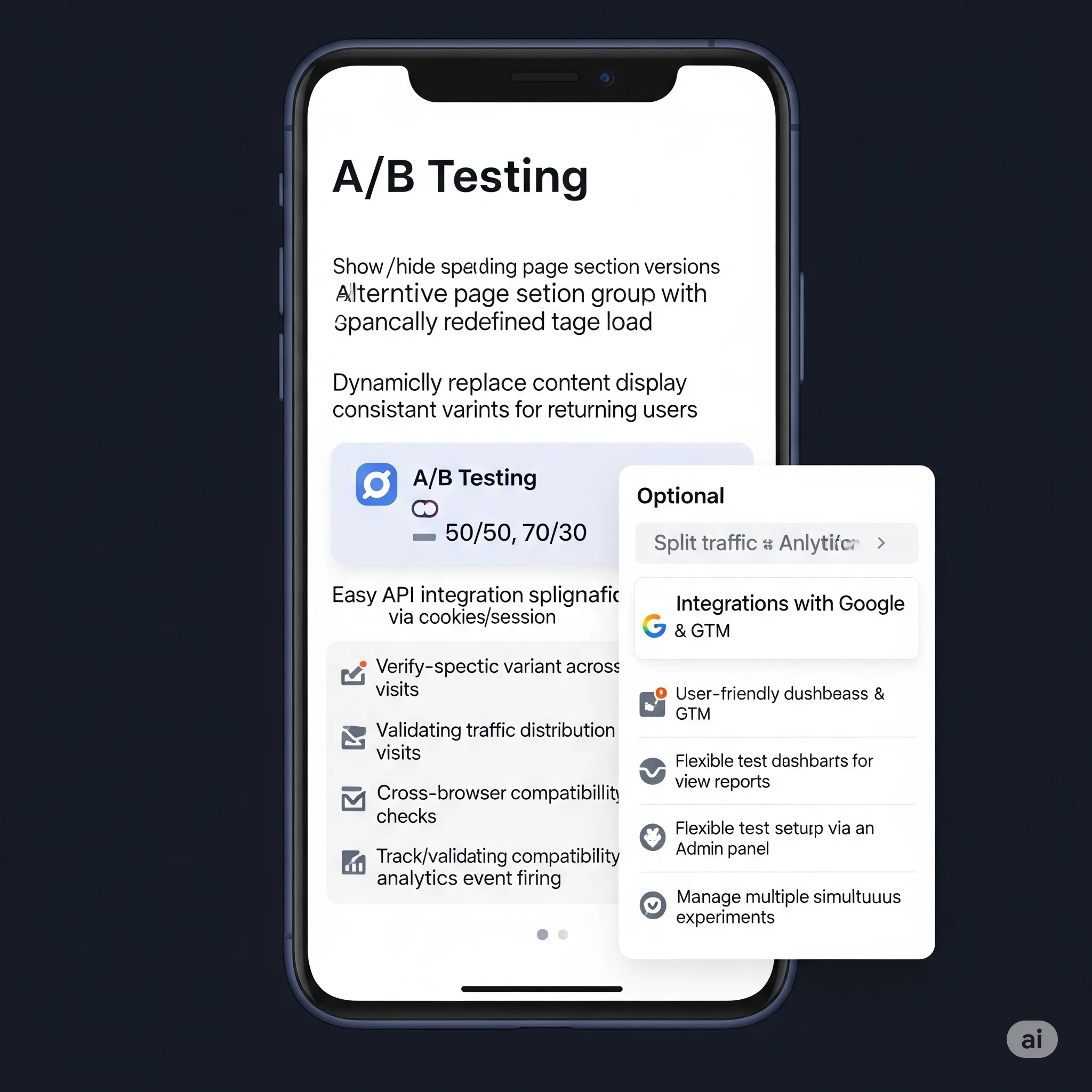 mobile view demonstrating real-time A/B variant switching based on user session
