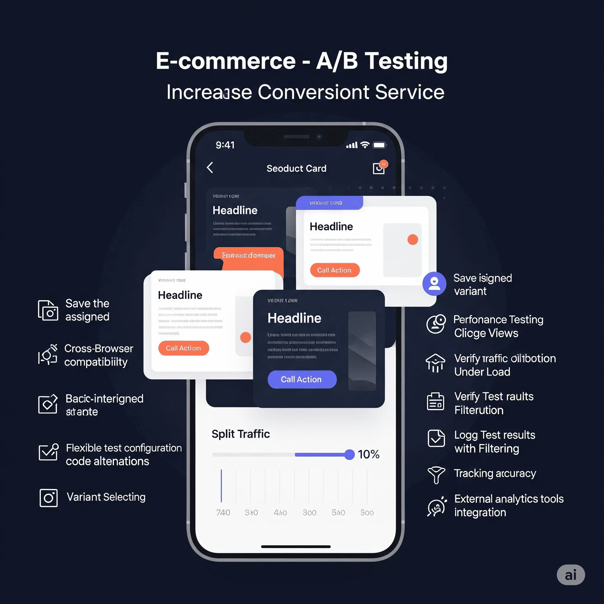 mobile view of analytics summary displaying conversion rates and engagement stats from A/B testing experiments