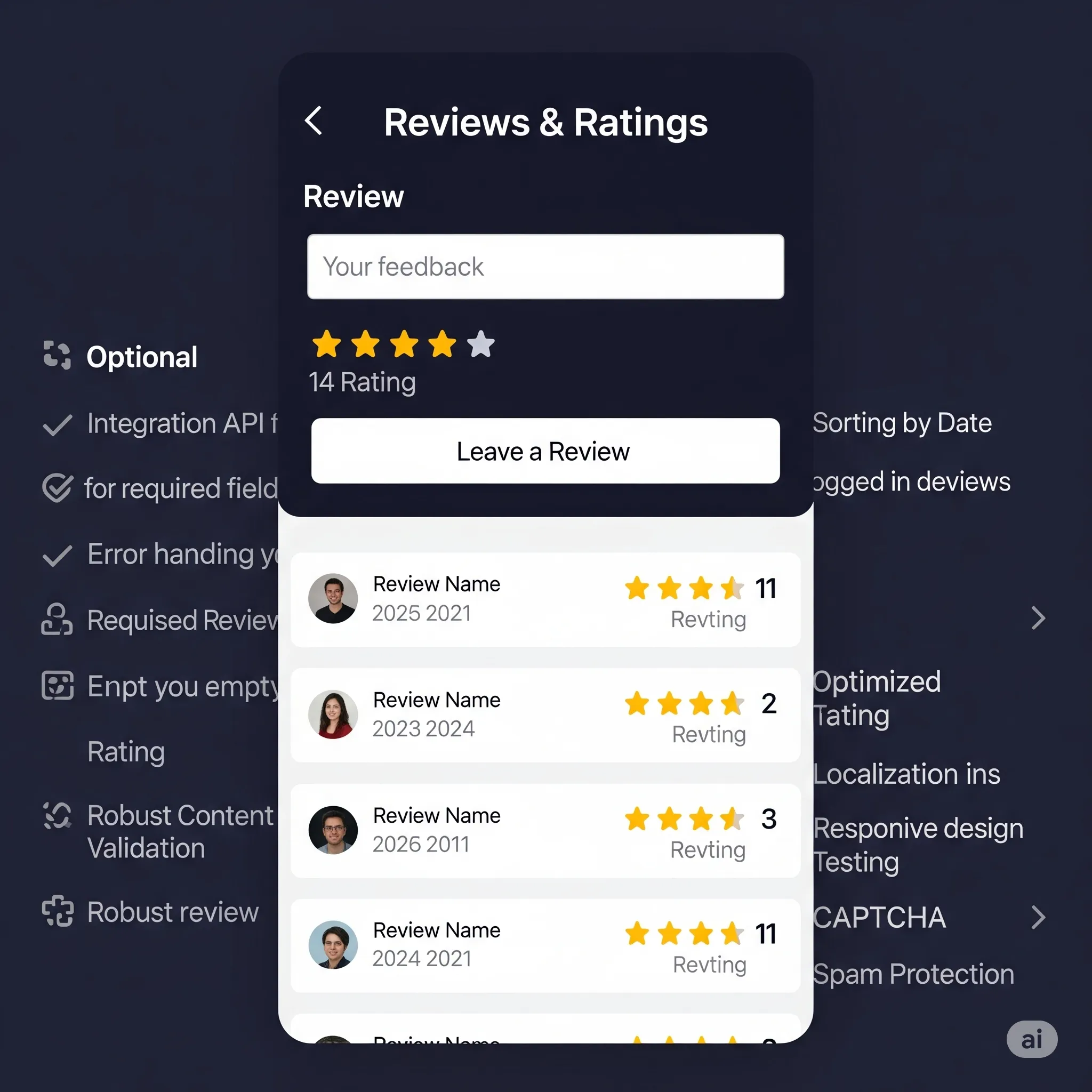 mobile display of confirmation message after successful review submission with animation