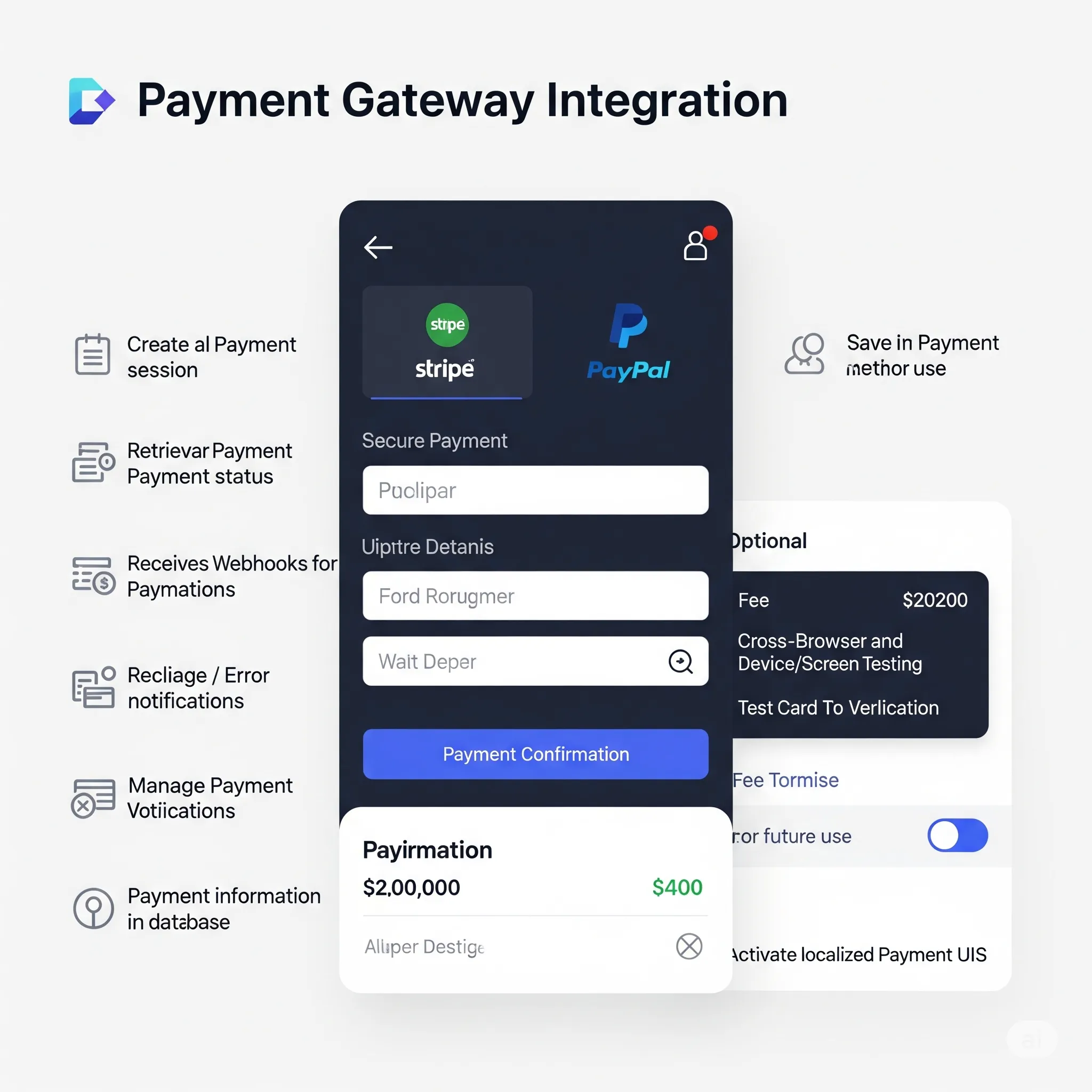 mobile view of payment success popup with animated checkmark and confirmation message