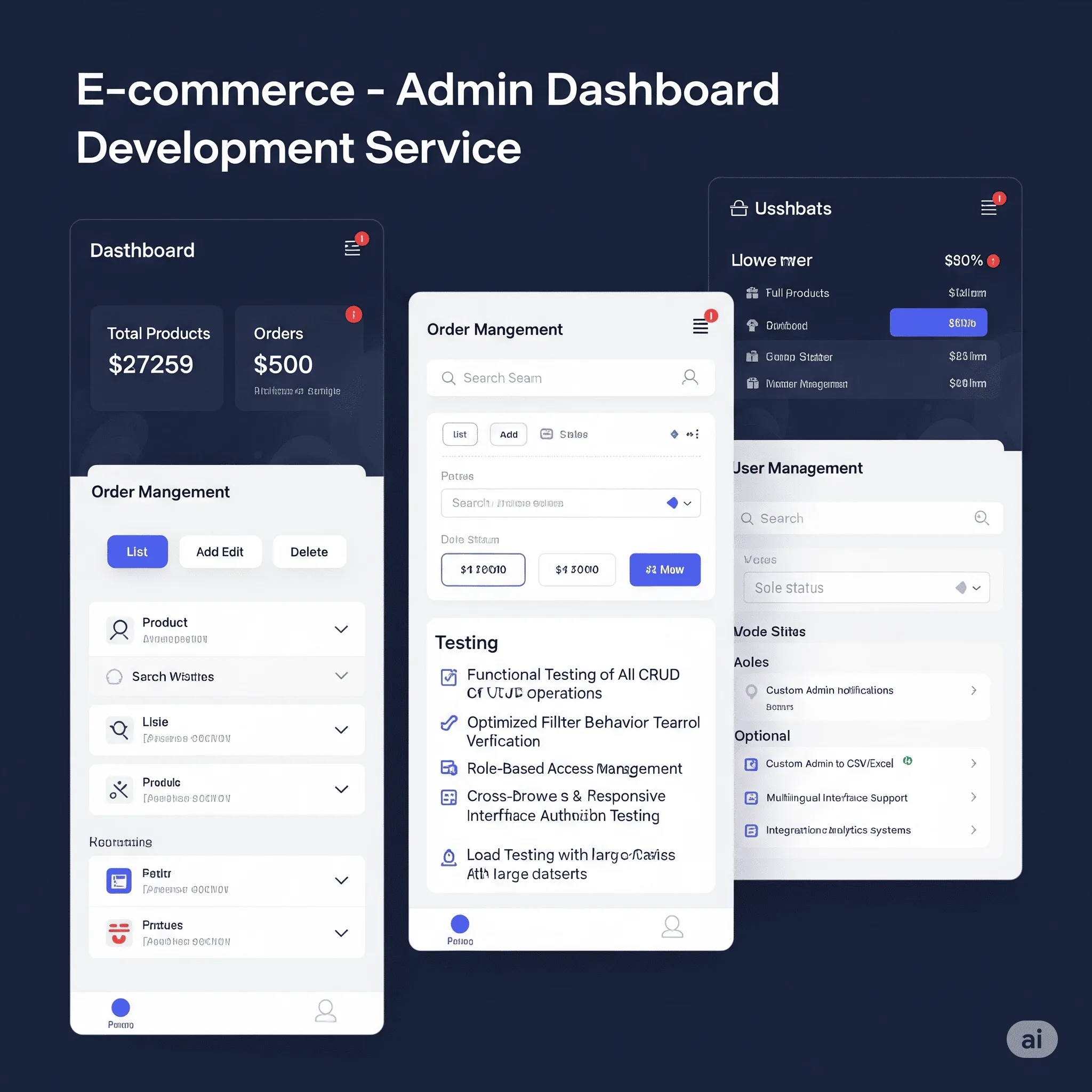 mobile version of admin dashboard showing responsive layout for managing key business stats on the go