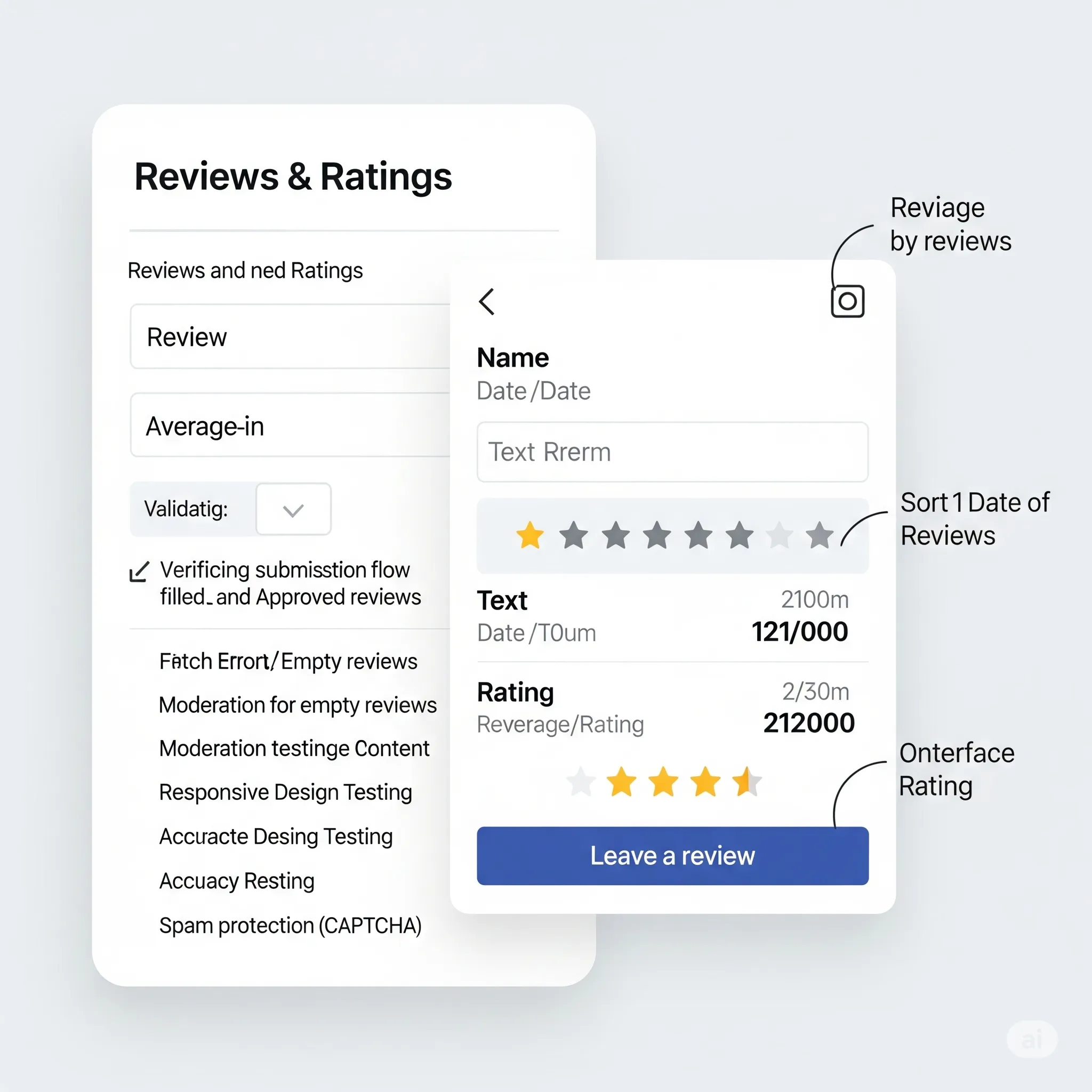 mobile version of review submission form with adaptive layout and interactive rating stars