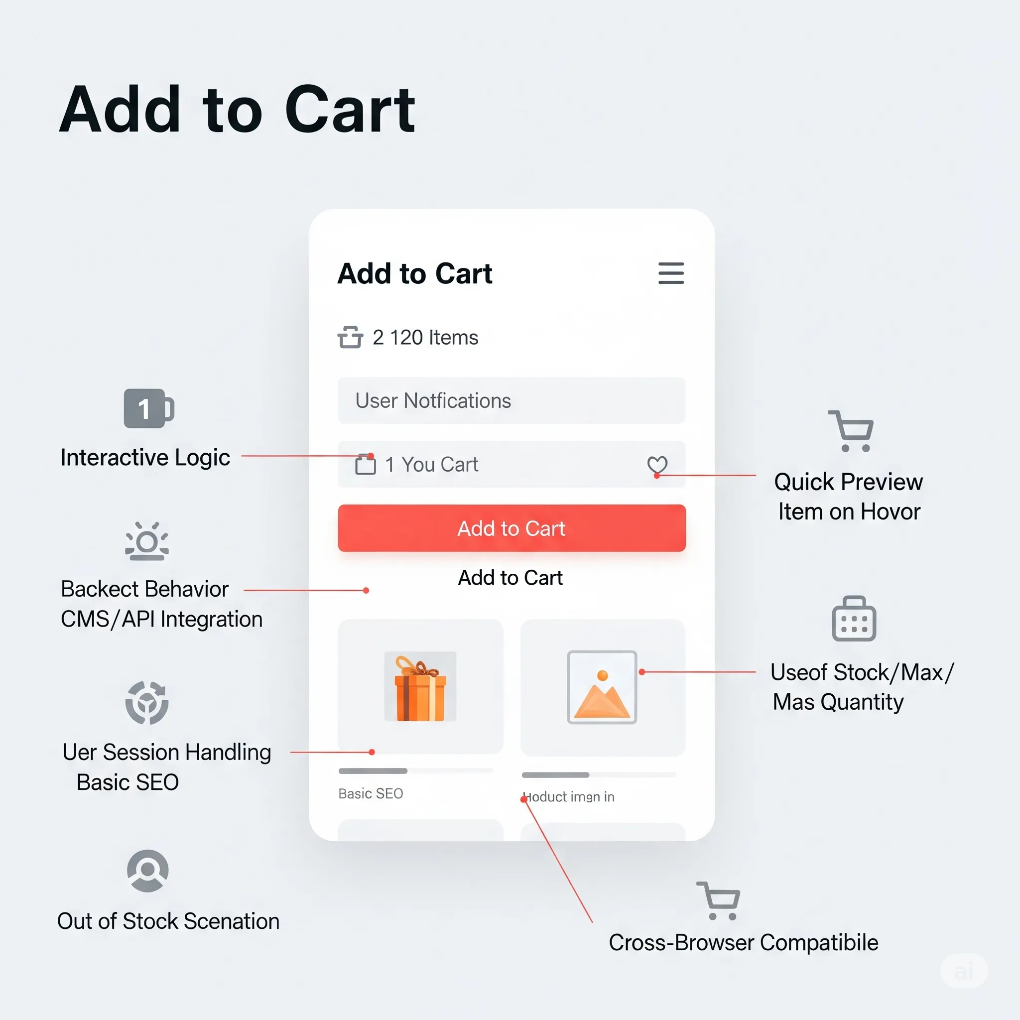 mobile view of add-to-cart feature showing responsive add button and real-time feedback