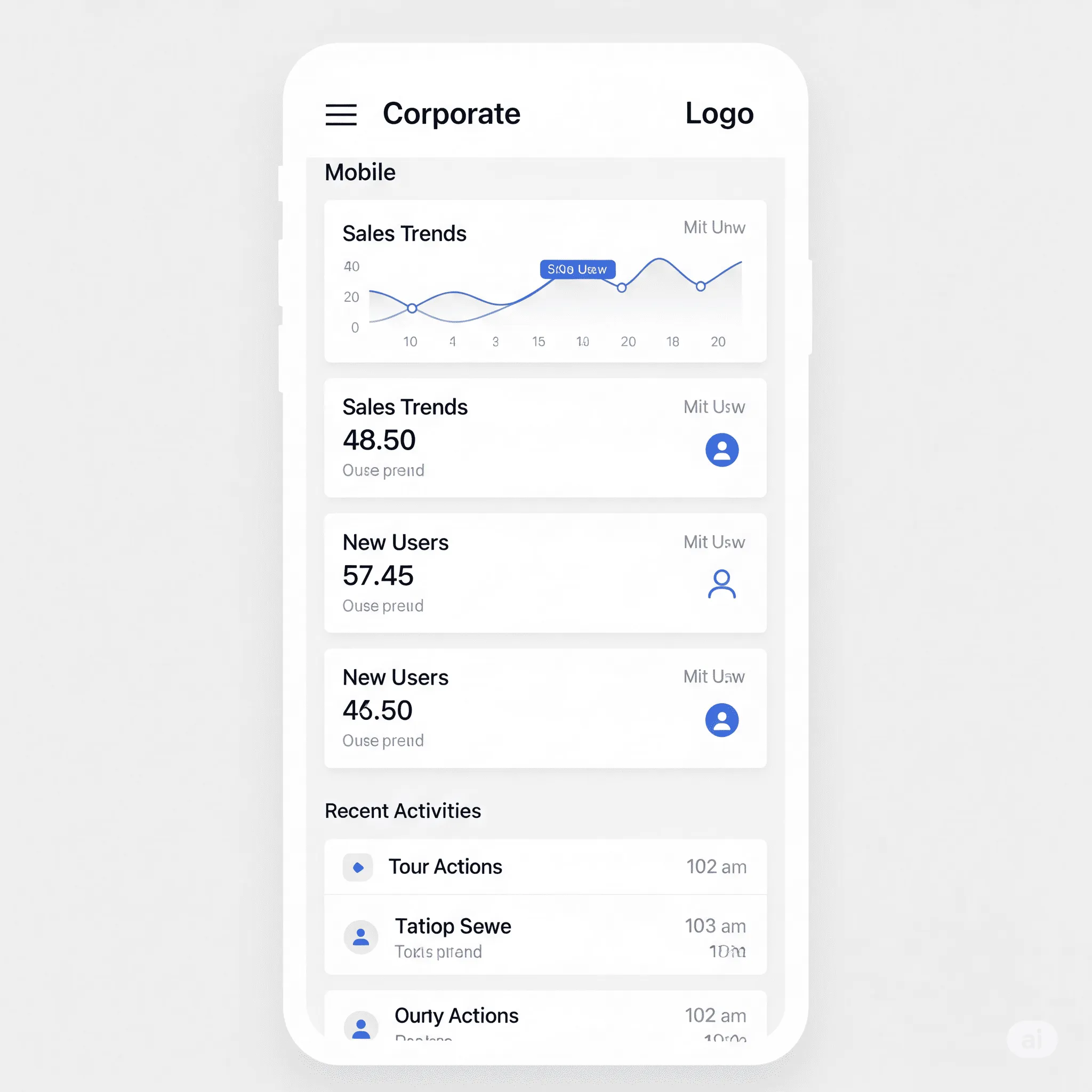 mobile view of admin panel showing responsive dashboard with key metrics
