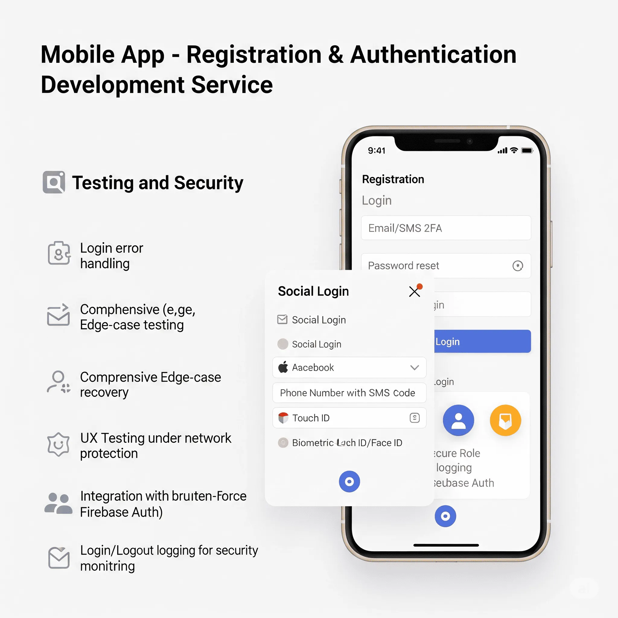 mobile display of error messages during failed login attempts and input validation feedback