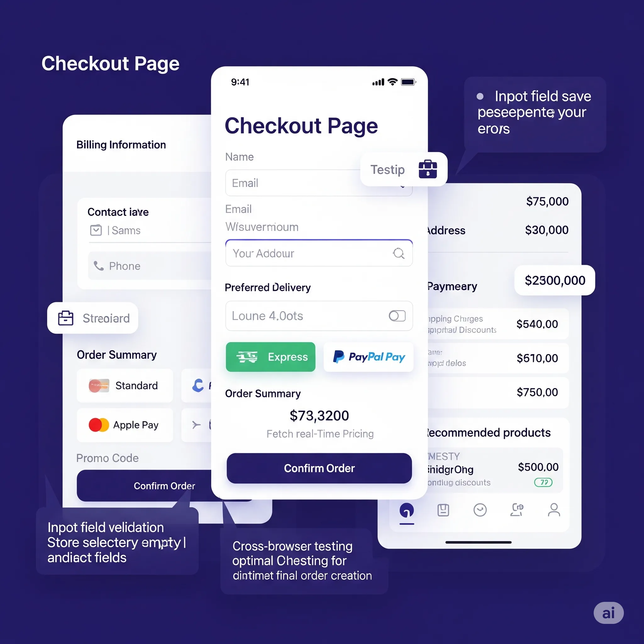 mobile preview of checkout page showing delivery method selection and order confirmation section