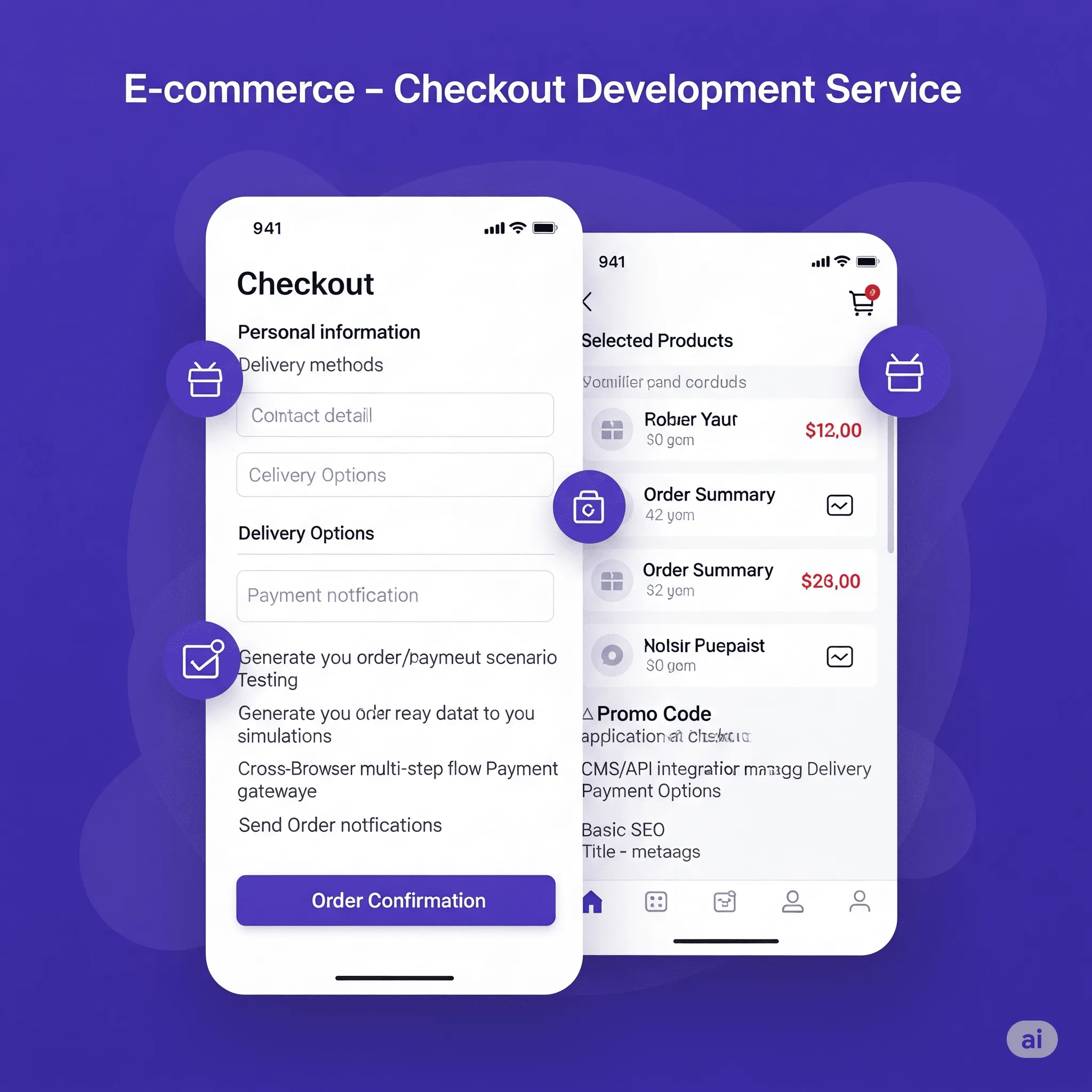 mobile screen showing successful order confirmation message after completing checkout