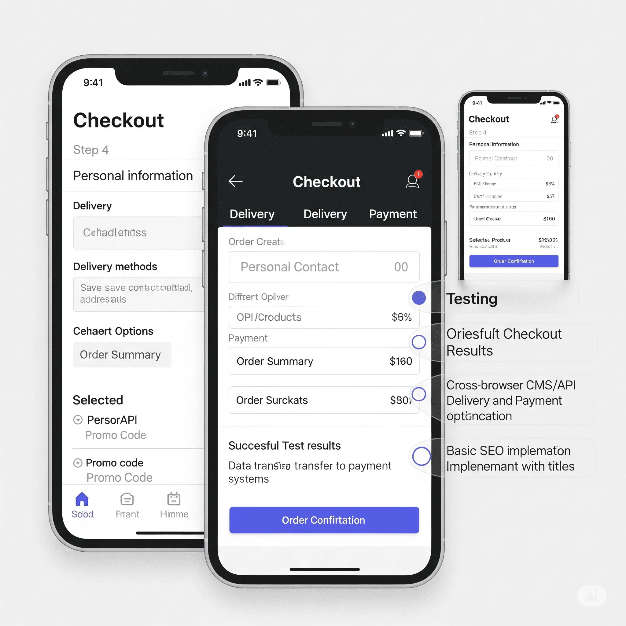 mobile preview of payment selection screen within checkout flow with tap-ready buttons