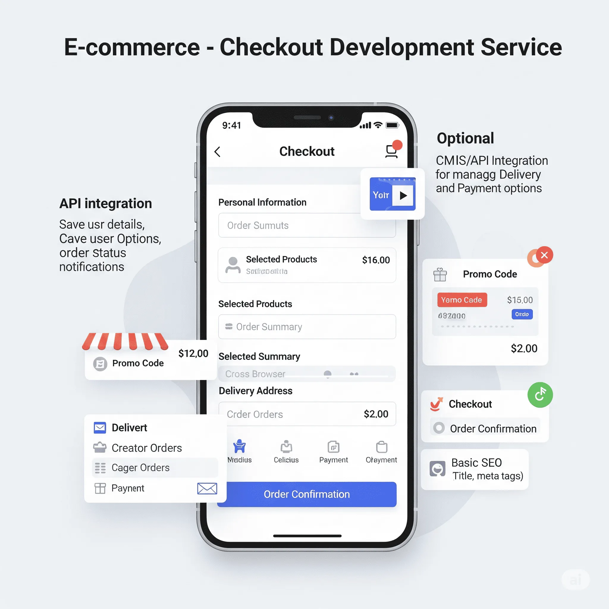 mobile-friendly interface with multi-step checkout form and progress navigation